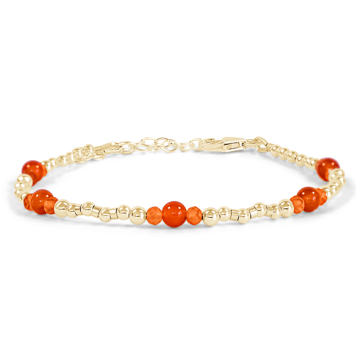 Bohemian Carnelian Crystal Precious Metal Beaded Bracelet