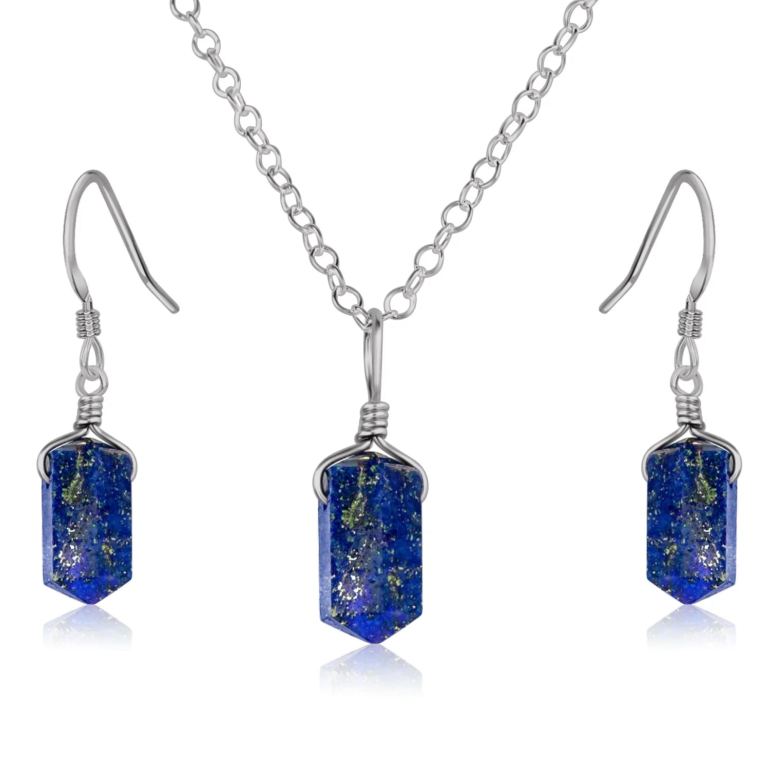 Lapis Lazuli Double Terminated Crystal Jewellery Set