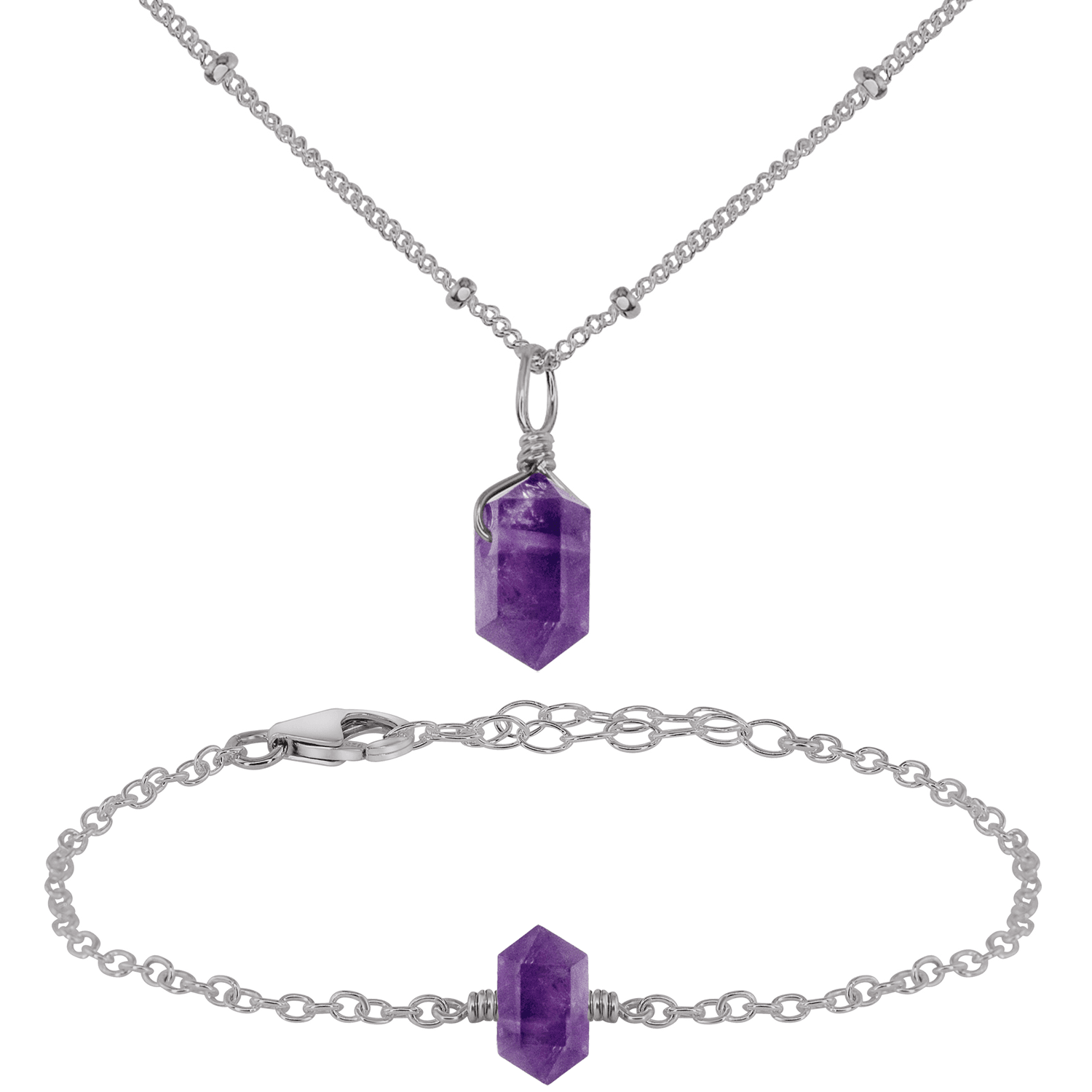 Amethyst Double Terminated Crystal Jewellery Set
