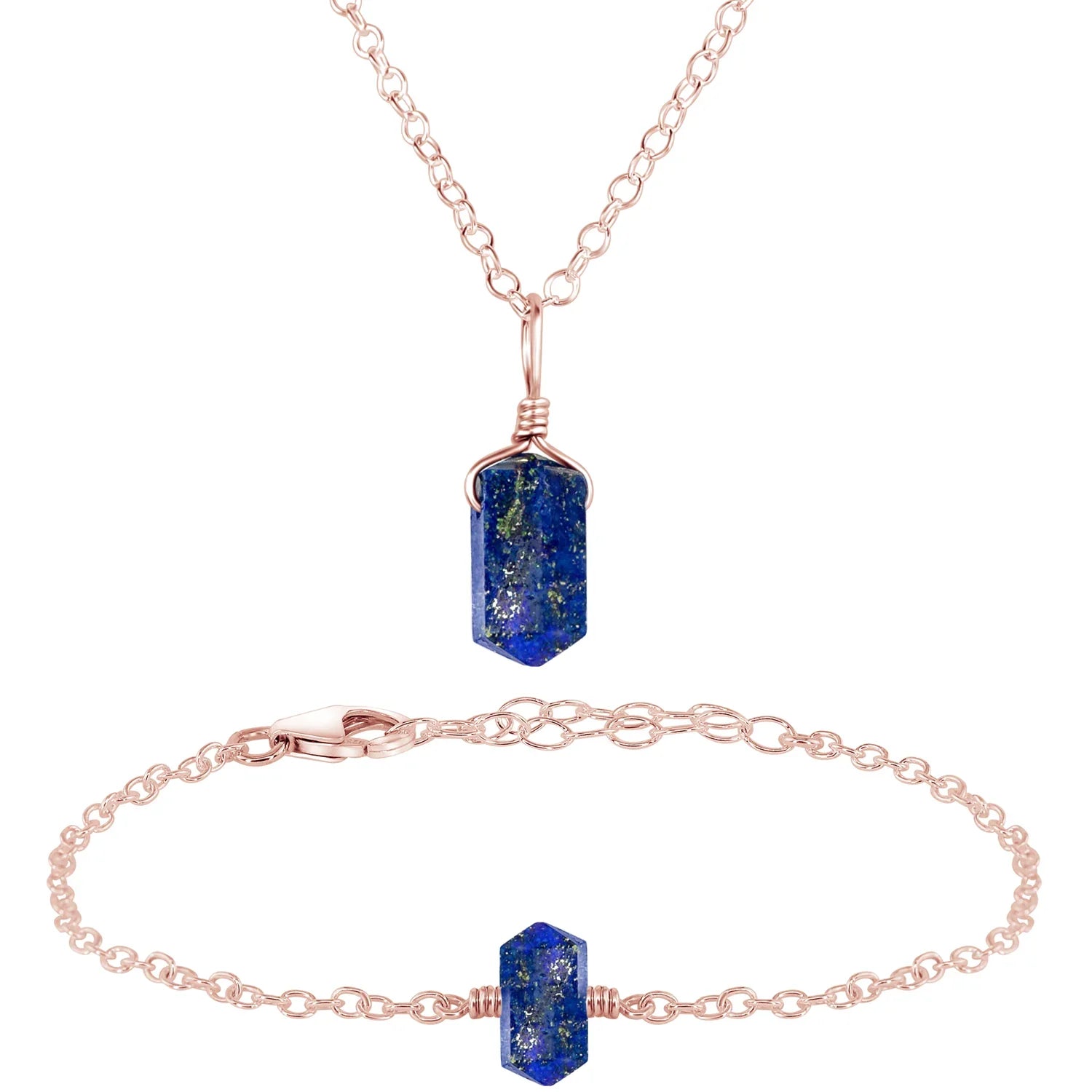 Lapis Lazuli Double Terminated Crystal Jewellery Set