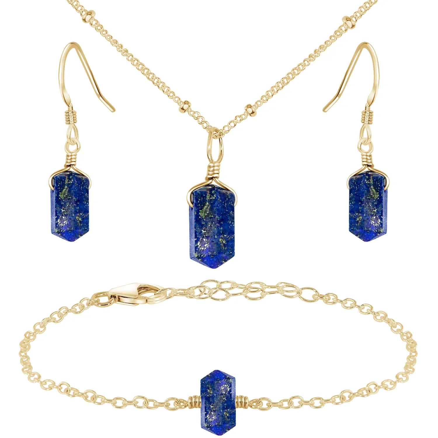 Lapis Lazuli Double Terminated Crystal Jewellery Set