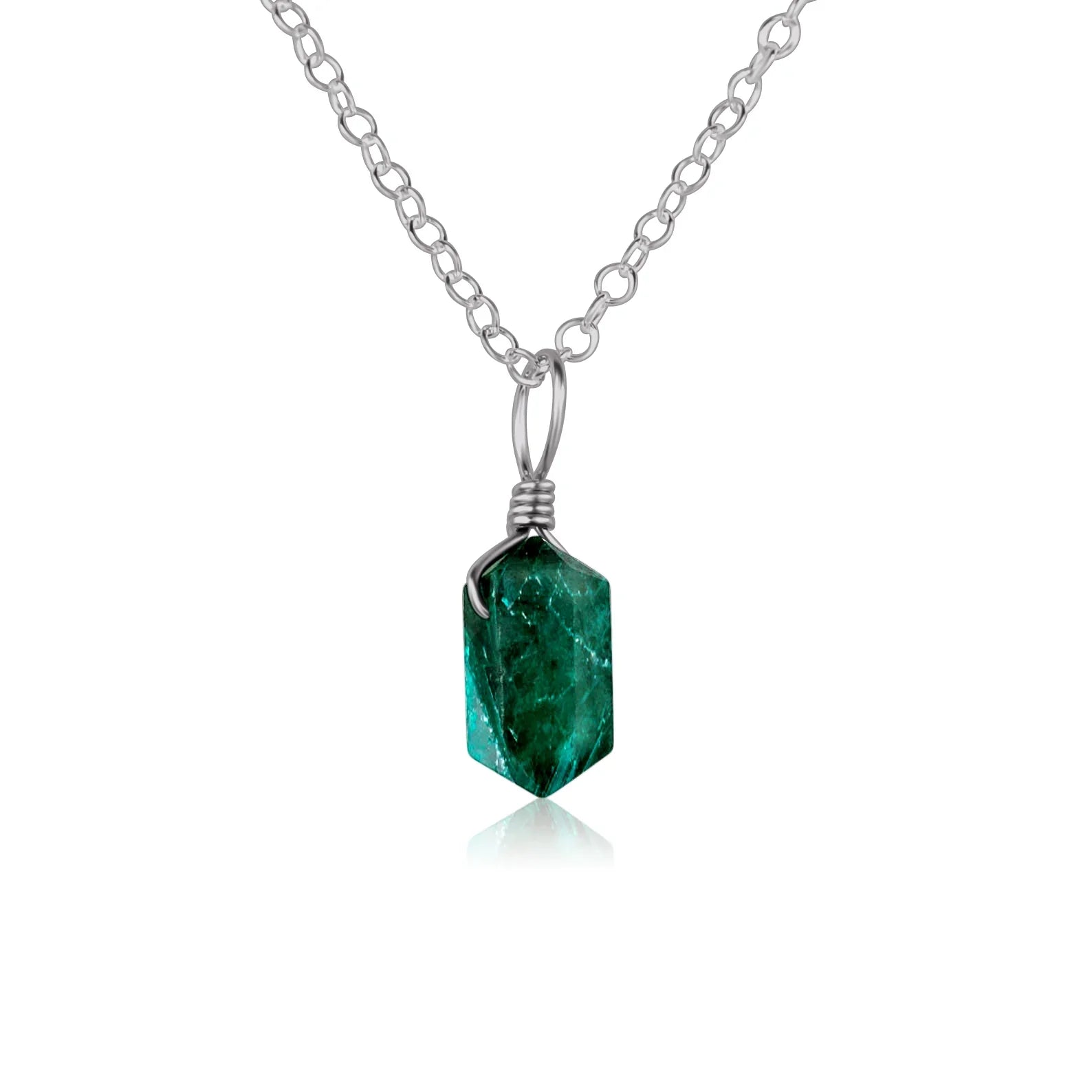 Emerald Mini Double Terminated Crystal Point Pendant Necklace
