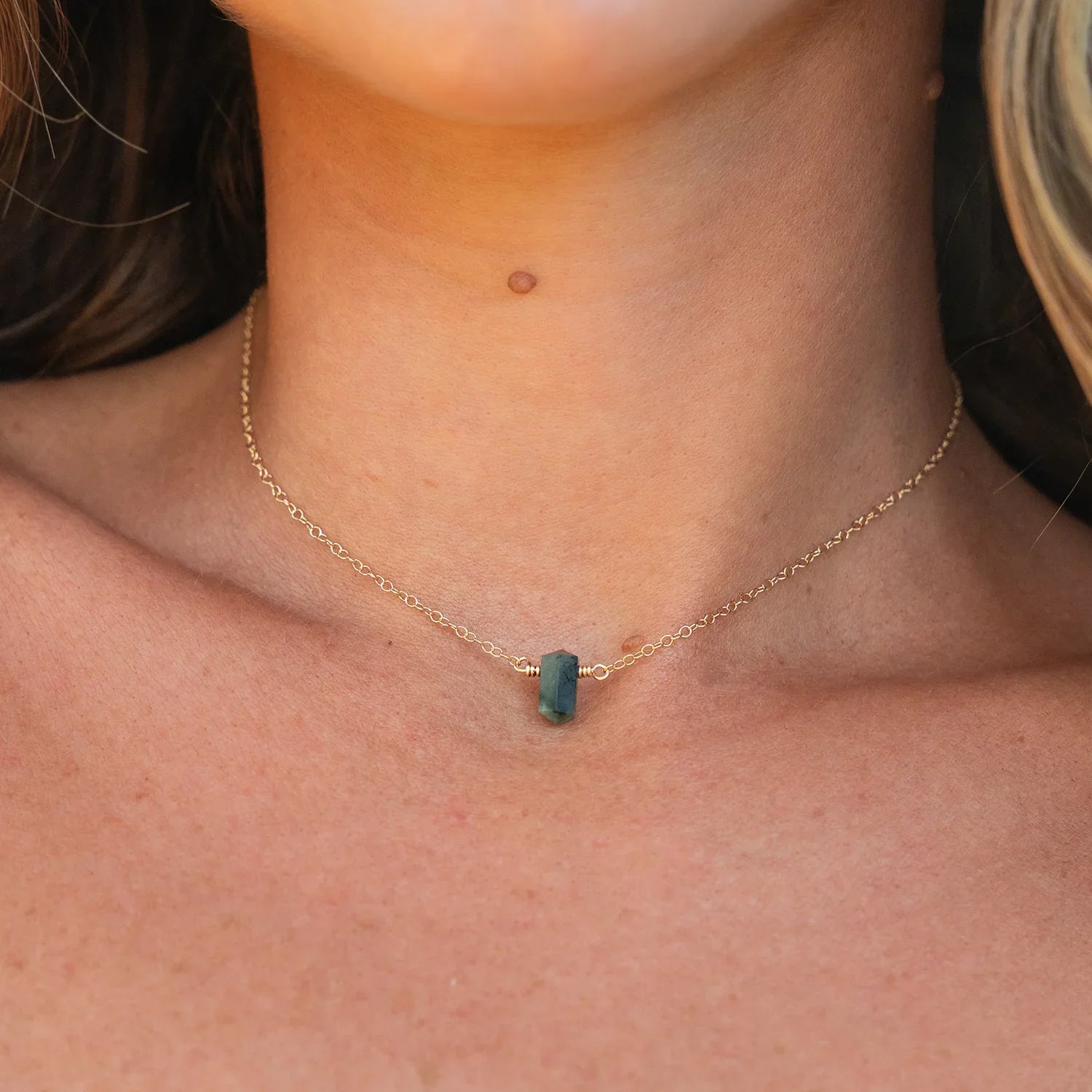 Double Terminated Emerald Mini Crystal Point Choker Necklace
