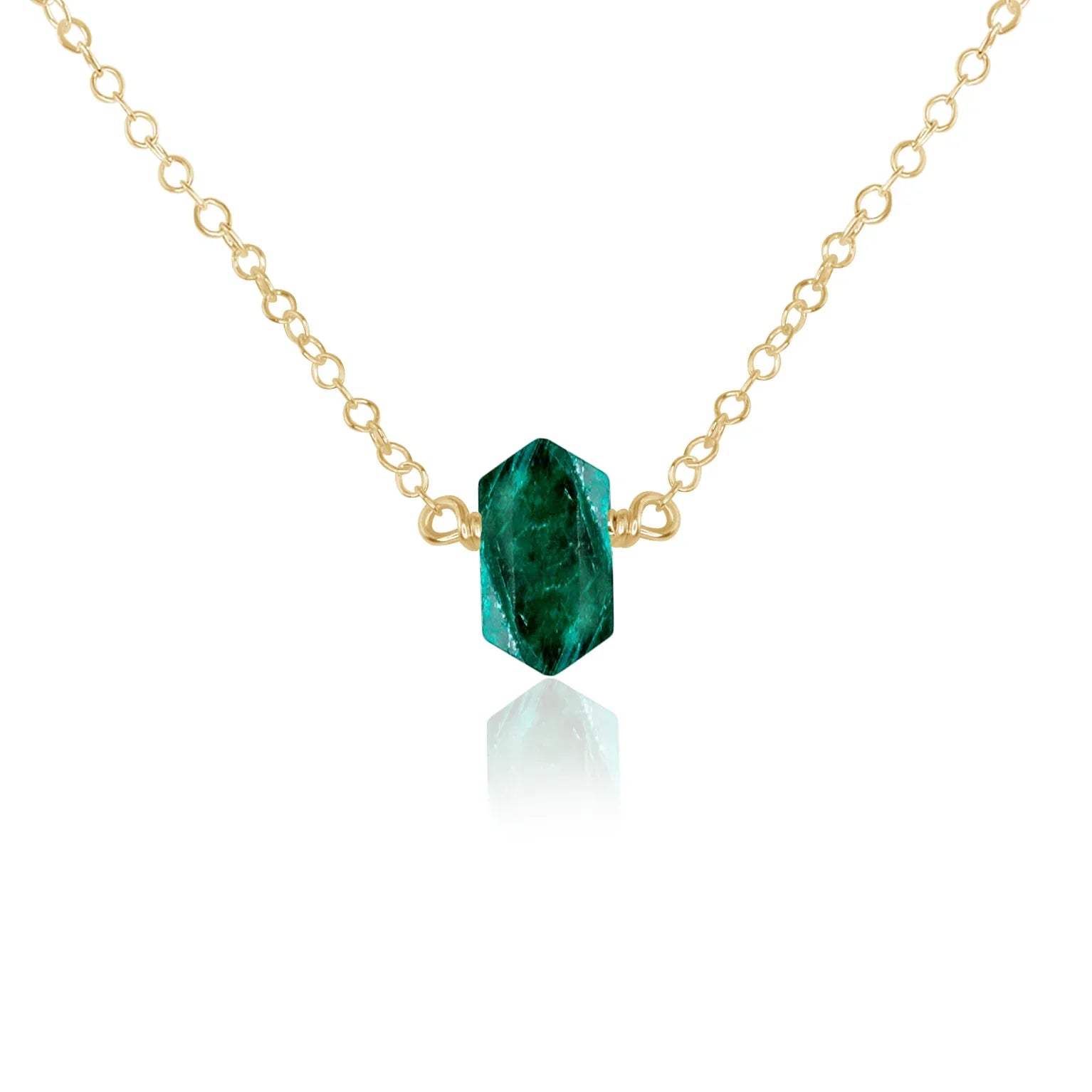 Double Terminated Emerald Mini Crystal Point Necklace