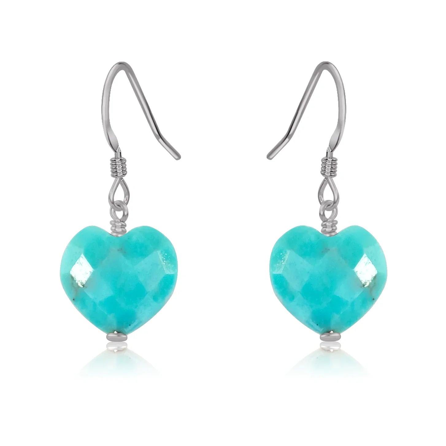 Turquoise Crystal Heart Dangle Earrings