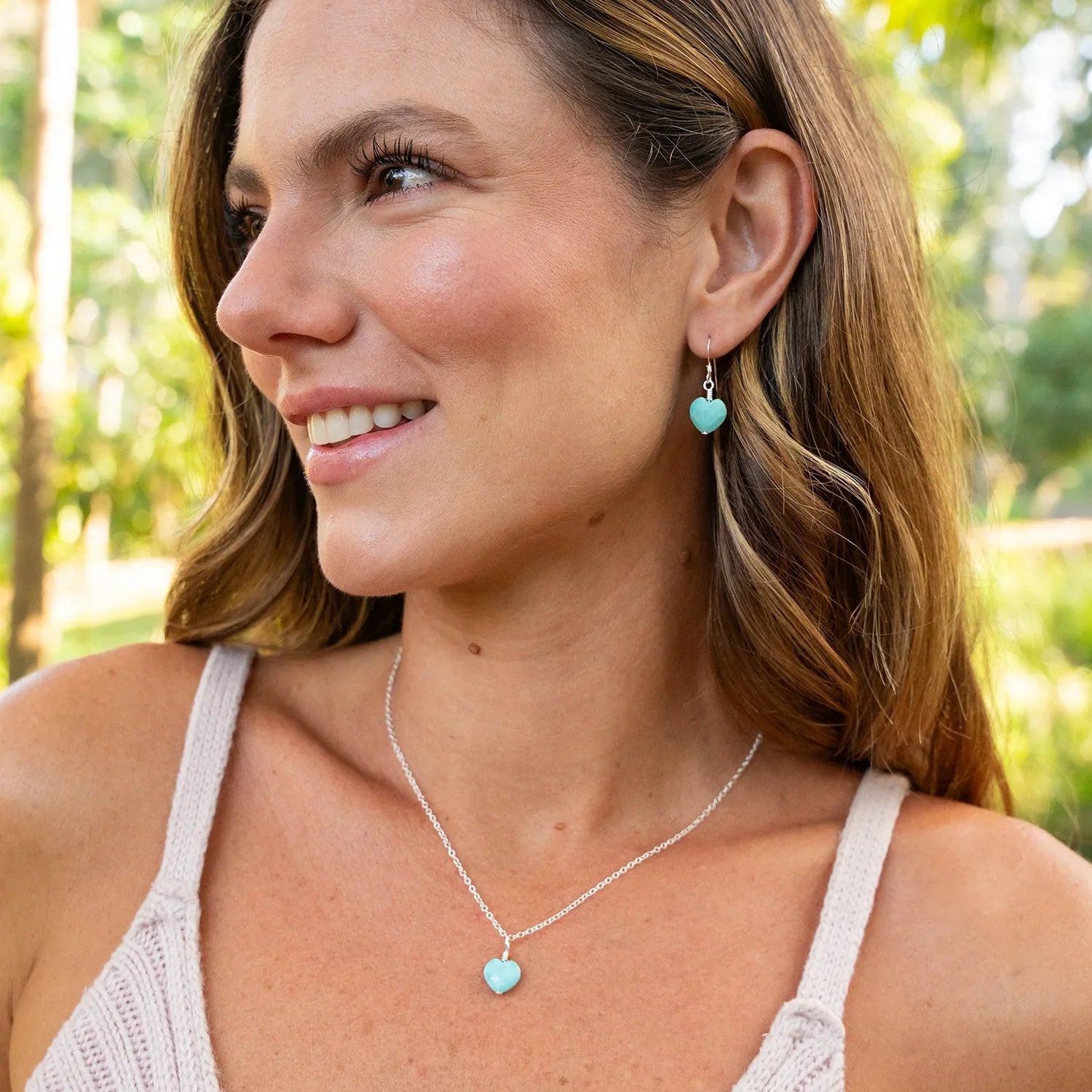Turquoise Crystal Heart Jewellery Set