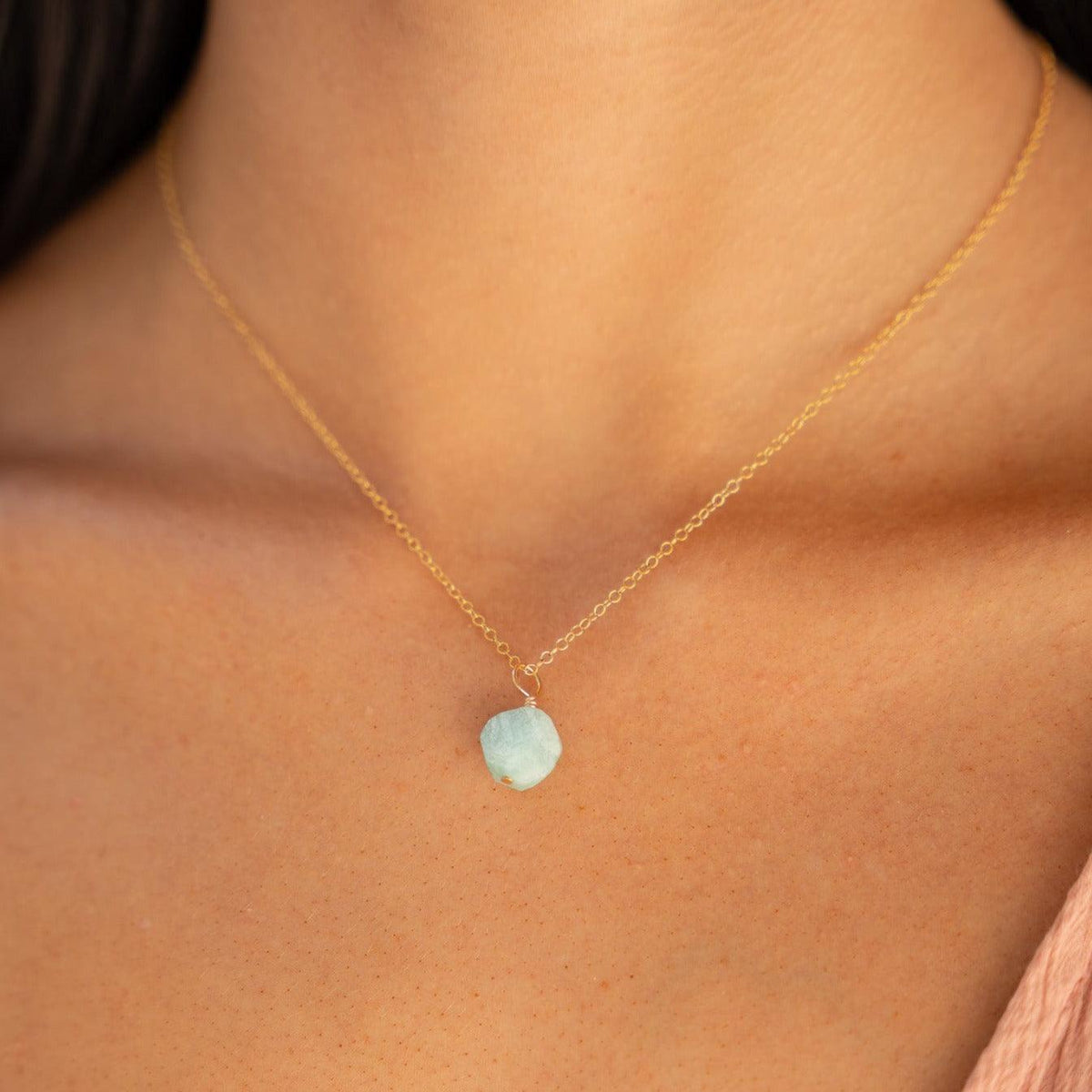 Raw Amazonite Crystal Jewellery Set - Raw Amazonite Crystal Jewellery Set - 14k Gold Fill / Cable / Necklace & Earrings & Bracelet - Luna Tide Handmade Crystal Jewellery