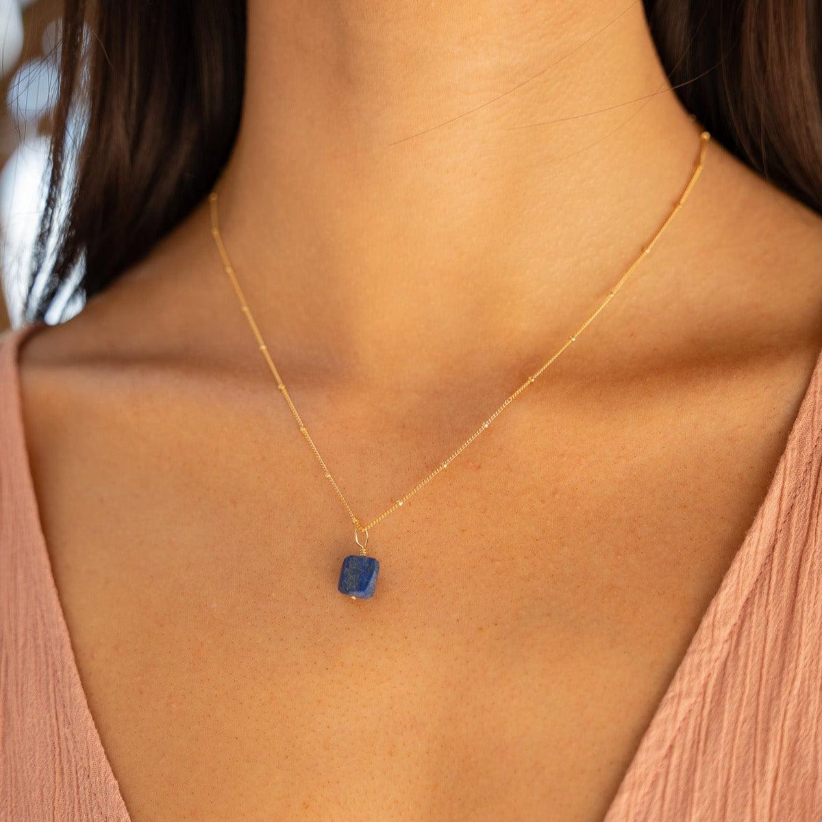 Raw Lapis Lazuli Crystal Jewellery Set - Raw Lapis Lazuli Crystal Jewellery Set - 14k Gold Fill / Cable / Necklace & Earrings & Bracelet - Luna Tide Handmade Crystal Jewellery