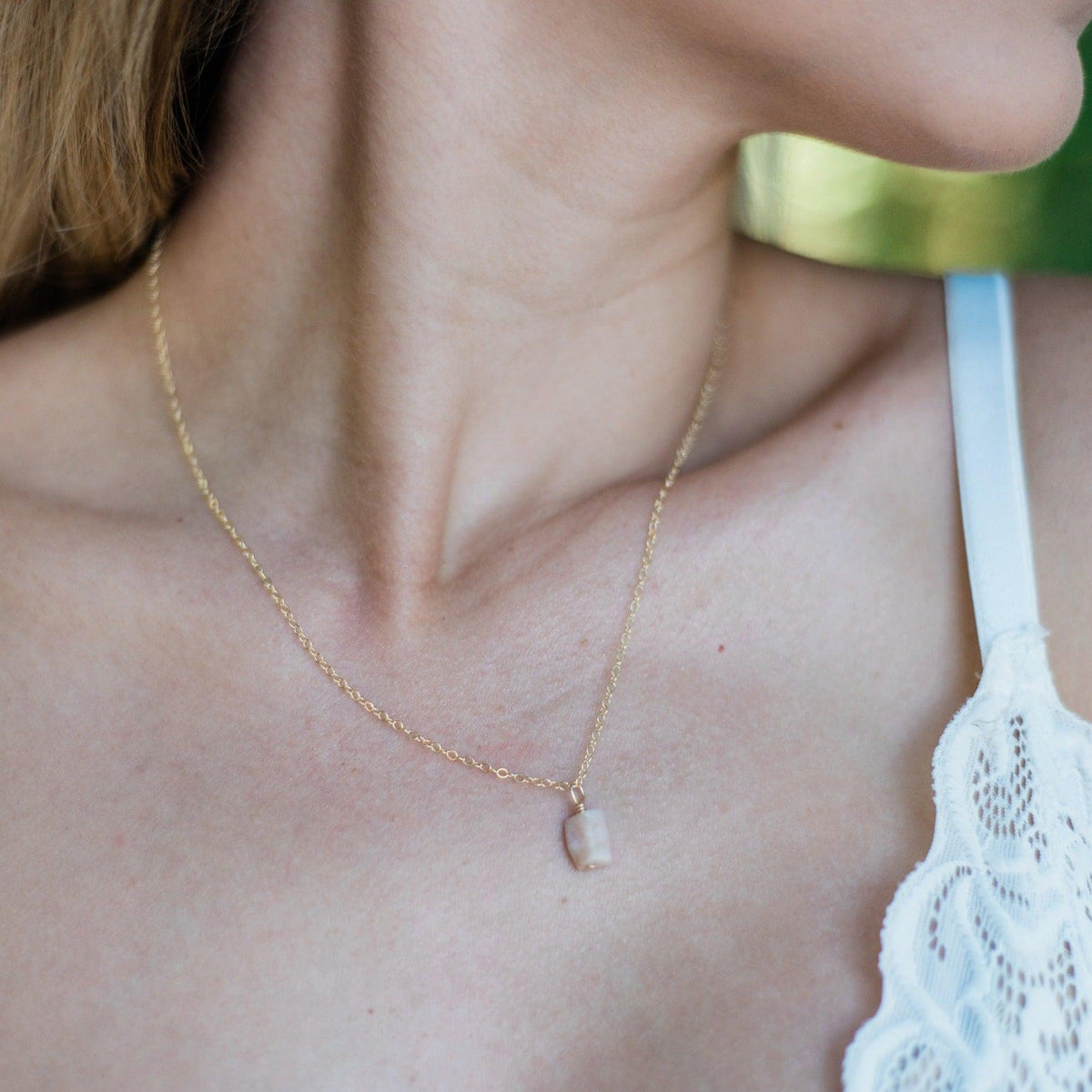 Raw Pink Peruvian Opal Crystal Jewellery Set - Raw Pink Peruvian Opal Crystal Jewellery Set - 14k Gold Fill / Cable / Necklace & Earrings & Bracelet - Luna Tide Handmade Crystal Jewellery