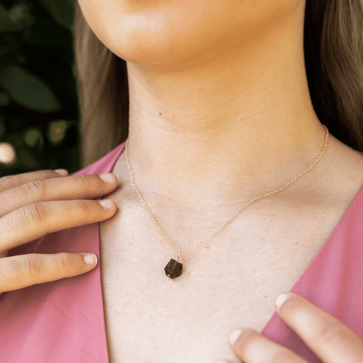 Raw Smoky Quartz Crystal Jewellery Set - Raw Smoky Quartz Crystal Jewellery Set - 14k Gold Fill / Cable / Necklace & Earrings & Bracelet - Luna Tide Handmade Crystal Jewellery