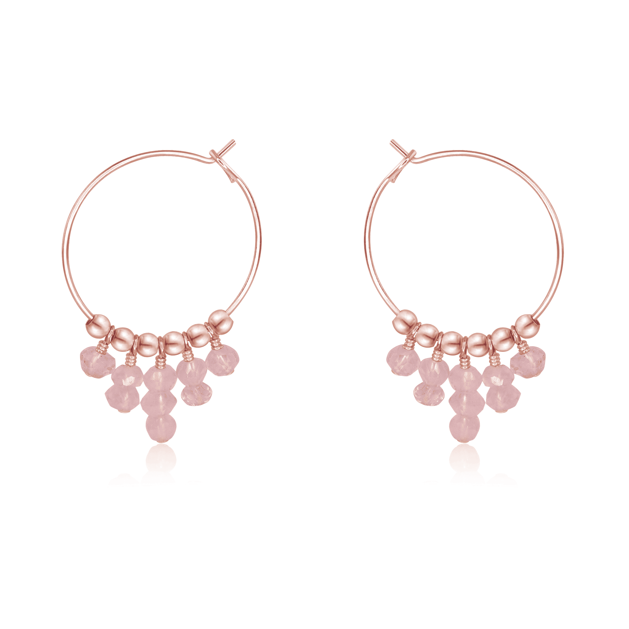 Rose Quartz Statement Hoop Earrings - Rose Quartz Statement Hoop Earrings - 14k Rose Gold Fill - Luna Tide Handmade Crystal Jewellery