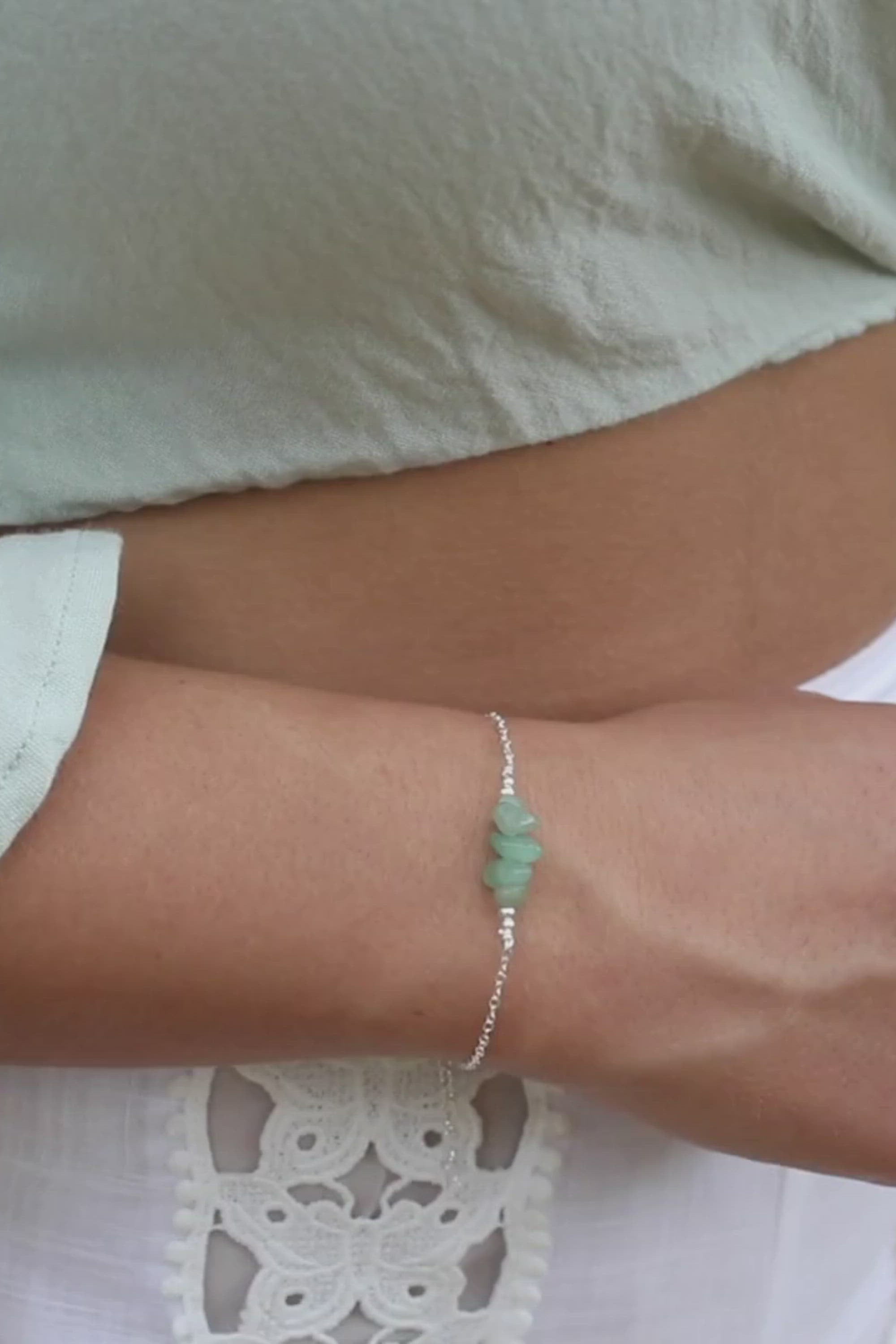 Aventurine Chip Bead Bar Bracelet