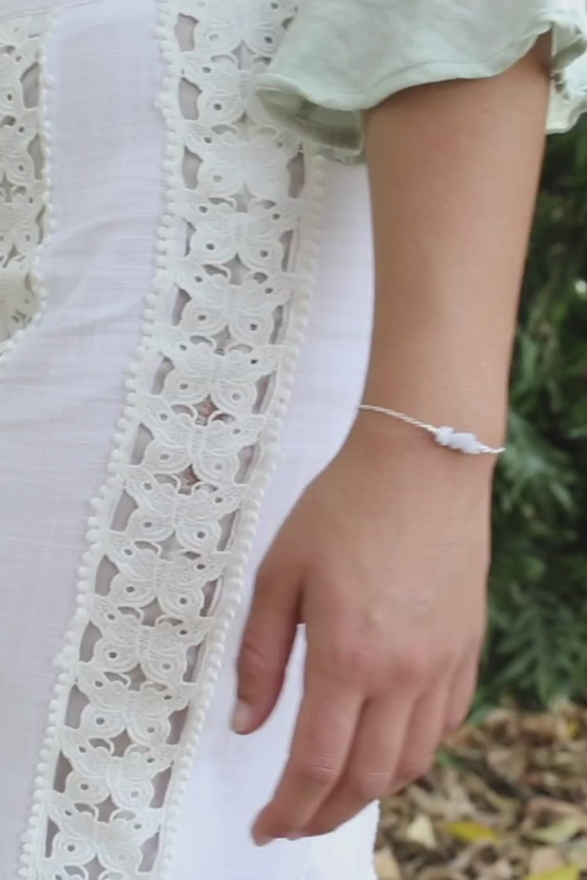 Blue lace agate Chip Bead Bar Bracelet