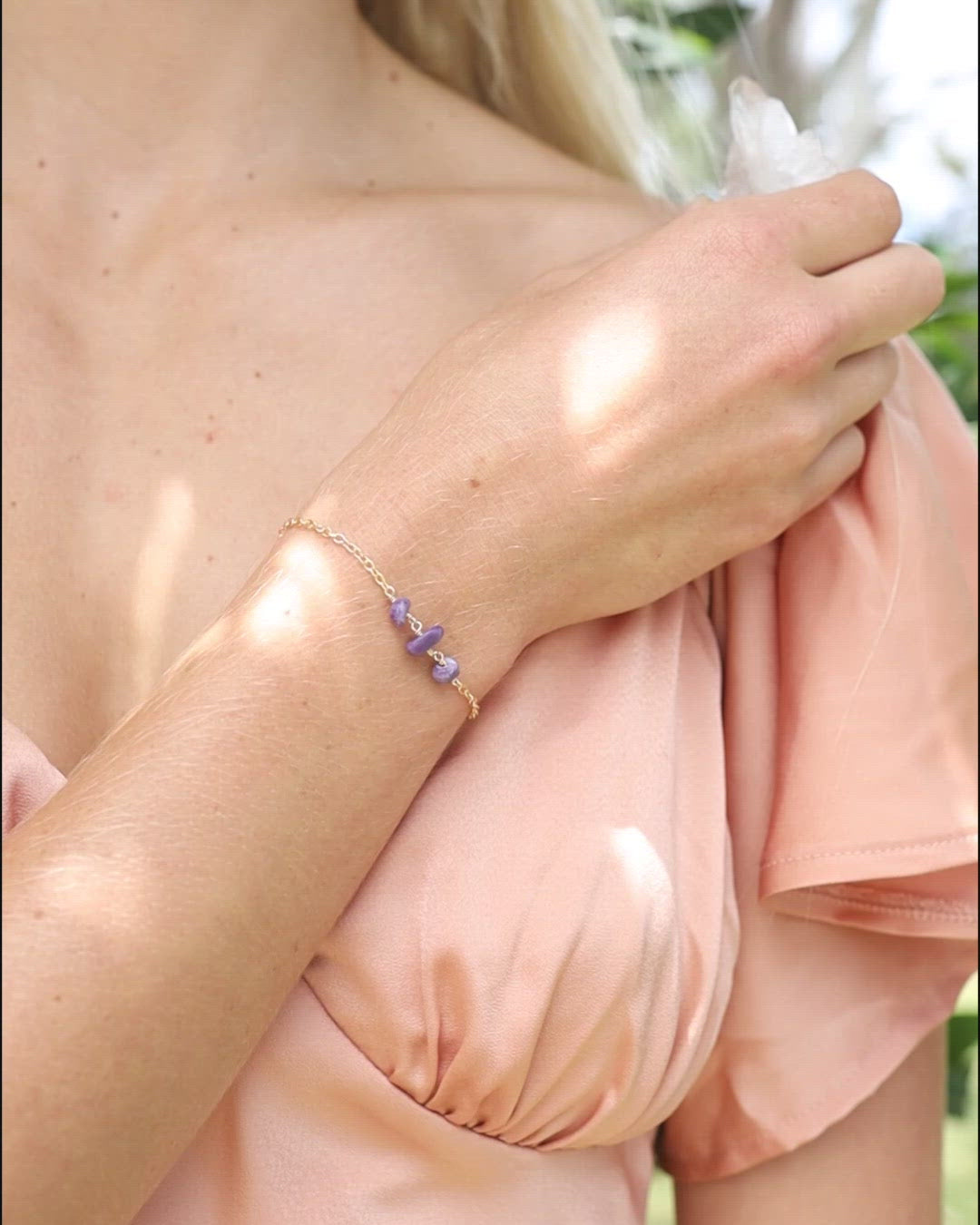 Charoite Beaded Chain Bracelet