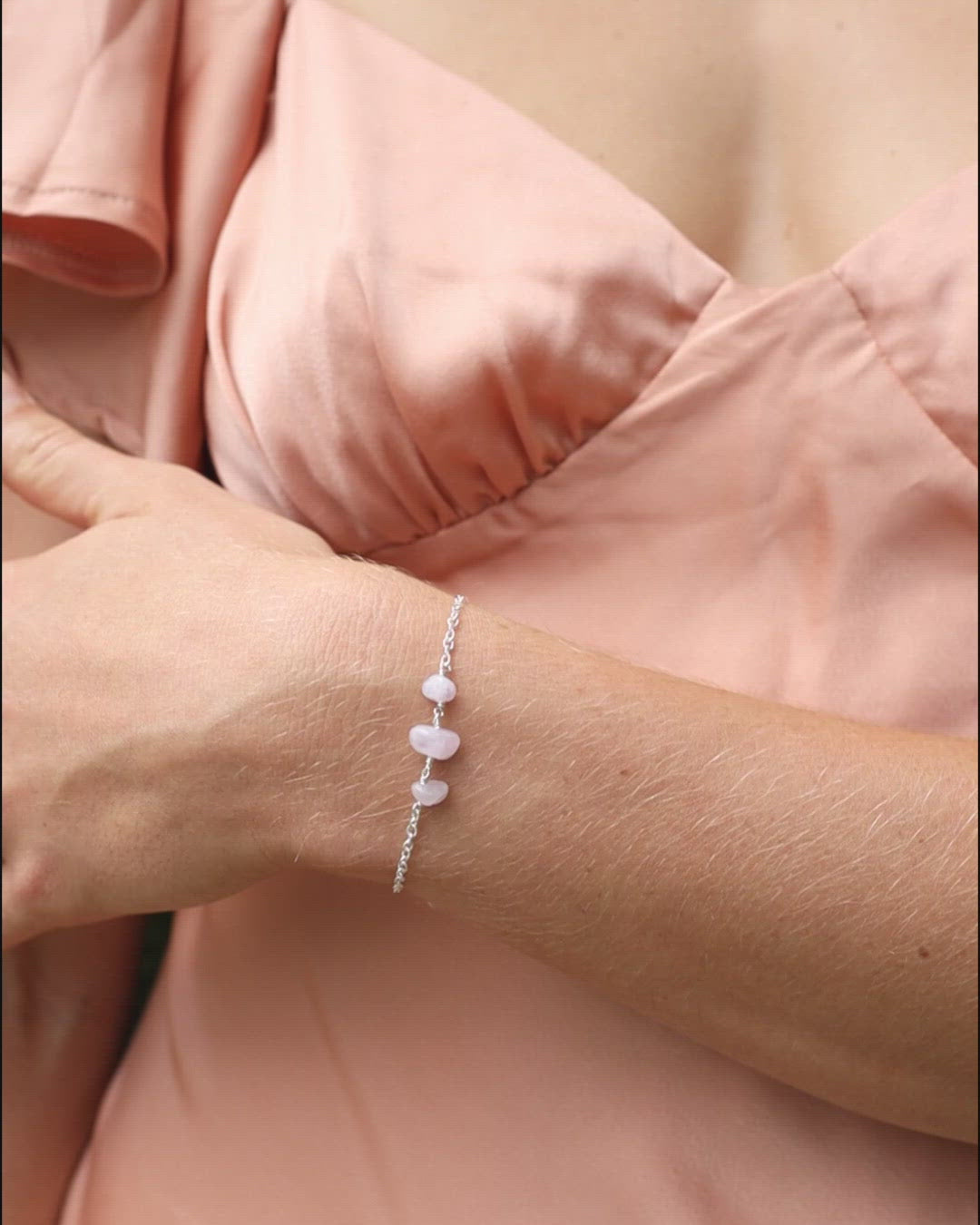 Kunzite Beaded Chain Bracelet