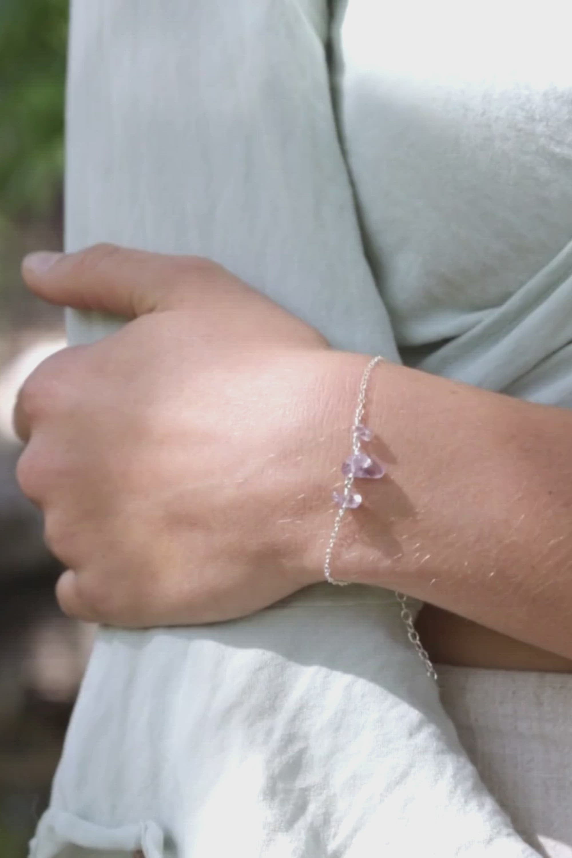 Amethyst Beaded Chain Bracelet