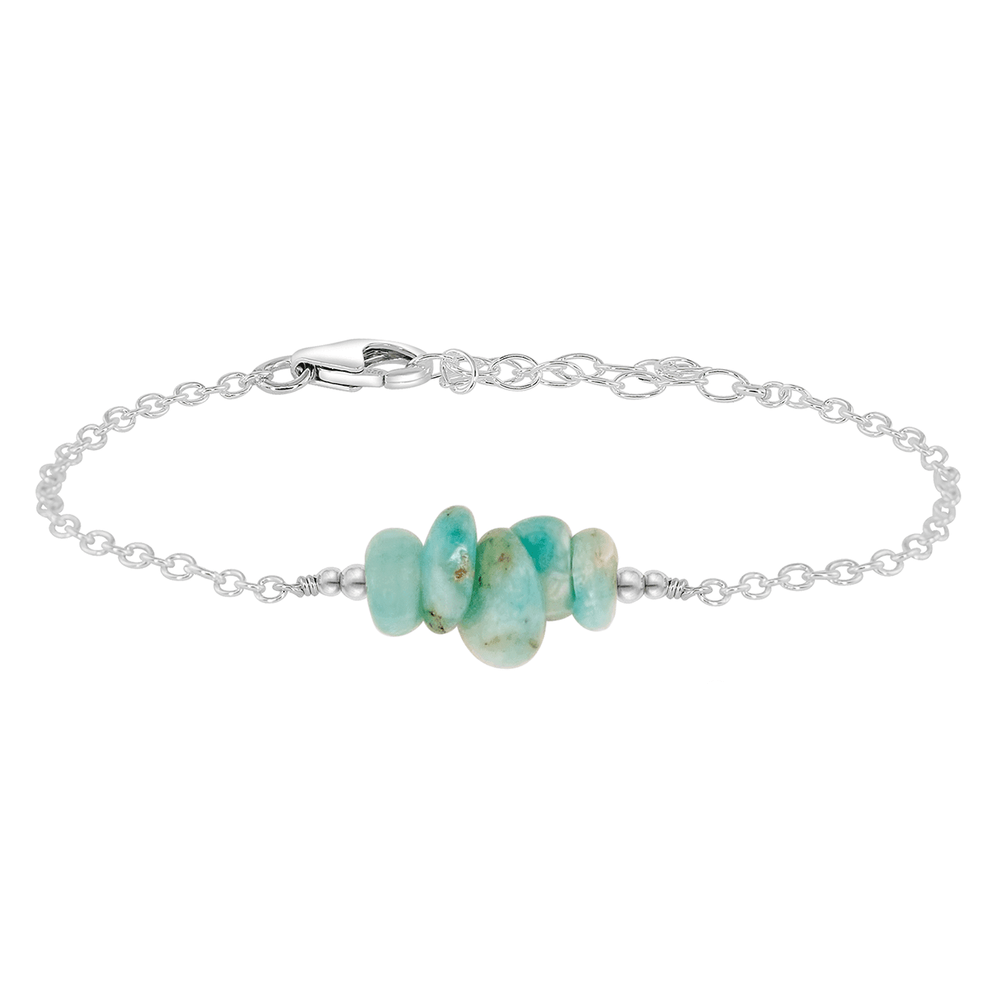Amazonite Chip Bead Bar Bracelet - Amazonite Chip Bead Bar Bracelet - Sterling Silver - Luna Tide Handmade Crystal Jewellery
