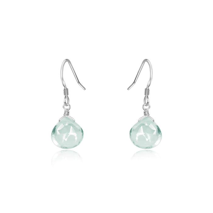 Aquamarine Gemstone Teardrop Dangle Earrings - Aquamarine Gemstone Teardrop Dangle Earrings - Sterling Silver - Luna Tide Handmade Crystal Jewellery
