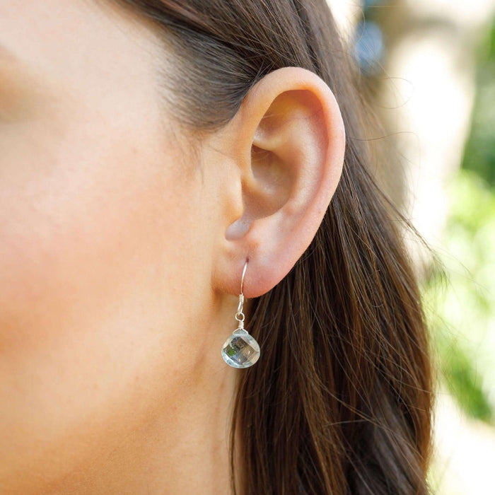 Aquamarine Gemstone Teardrop Dangle Earrings - Aquamarine Gemstone Teardrop Dangle Earrings - Sterling Silver - Luna Tide Handmade Crystal Jewellery