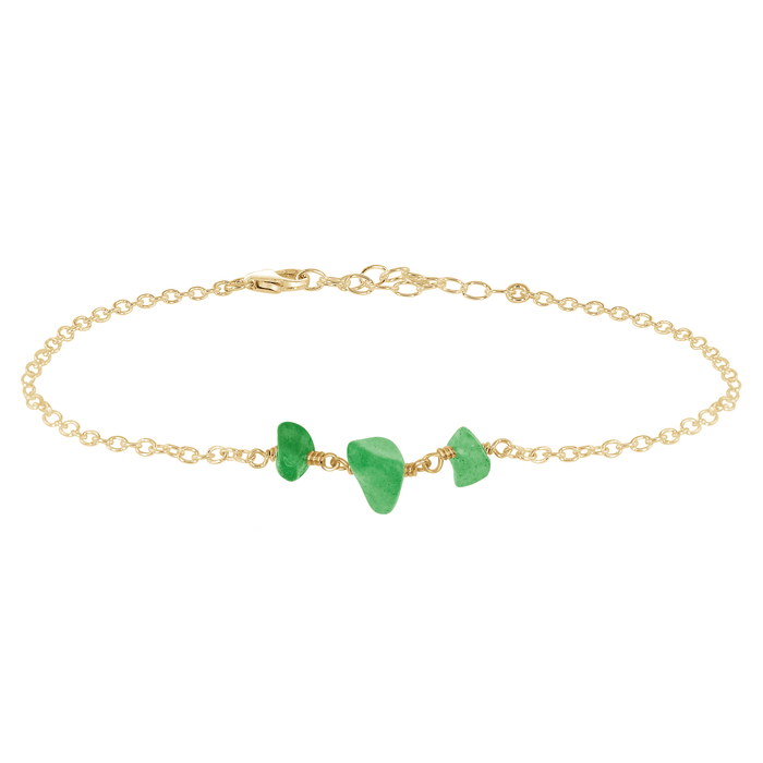 Aventurine Beaded Chain Anklet - Aventurine Beaded Chain Anklet - 14k Gold Fill - Luna Tide Handmade Crystal Jewellery