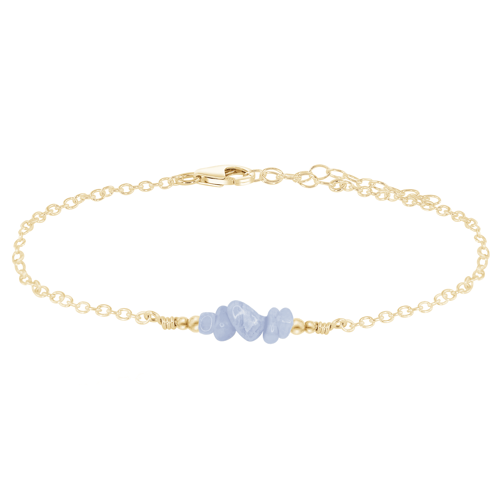 Blue lace agate Chip Bead Bar Anklet - Blue lace agate Chip Bead Bar Anklet - 14k Gold Fill - Luna Tide Handmade Crystal Jewellery