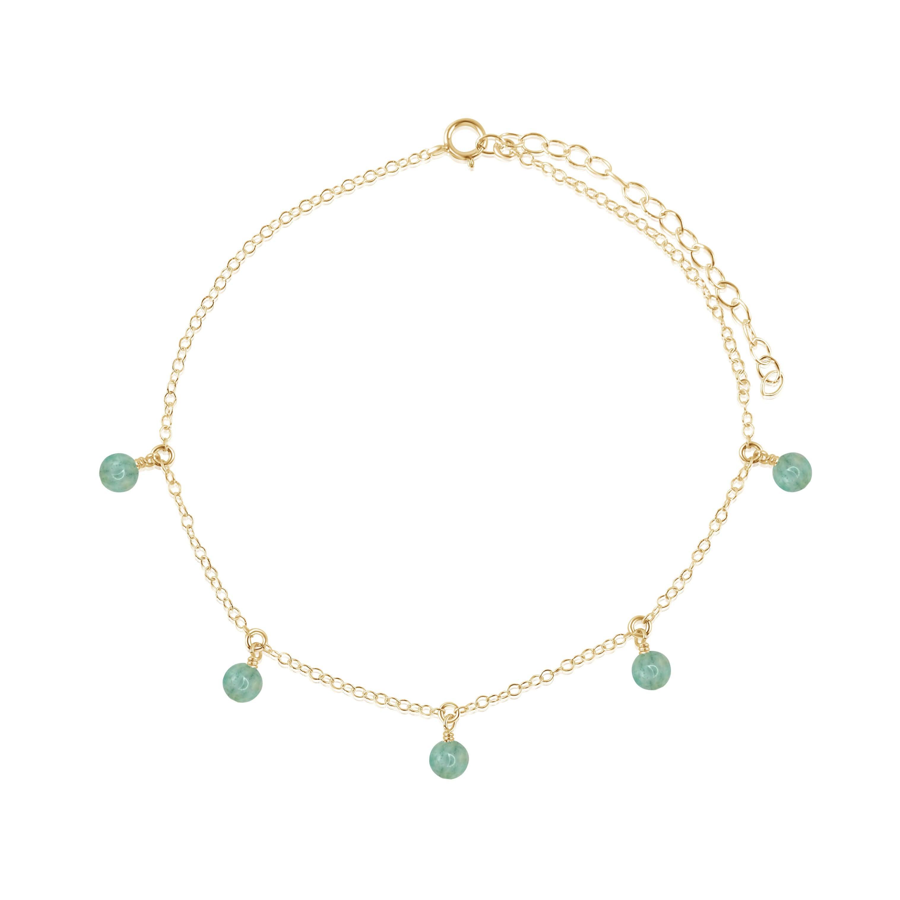 Boho Amazonite Bead Drop Anklet - Boho Amazonite Bead Drop Anklet - 14k Gold Fill - Luna Tide Handmade Crystal Jewellery