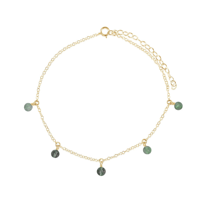 Boho Labradorite Bead Drop Anklet - Boho Labradorite Bead Drop Anklet - 14k Gold Fill - Luna Tide Handmade Crystal Jewellery
