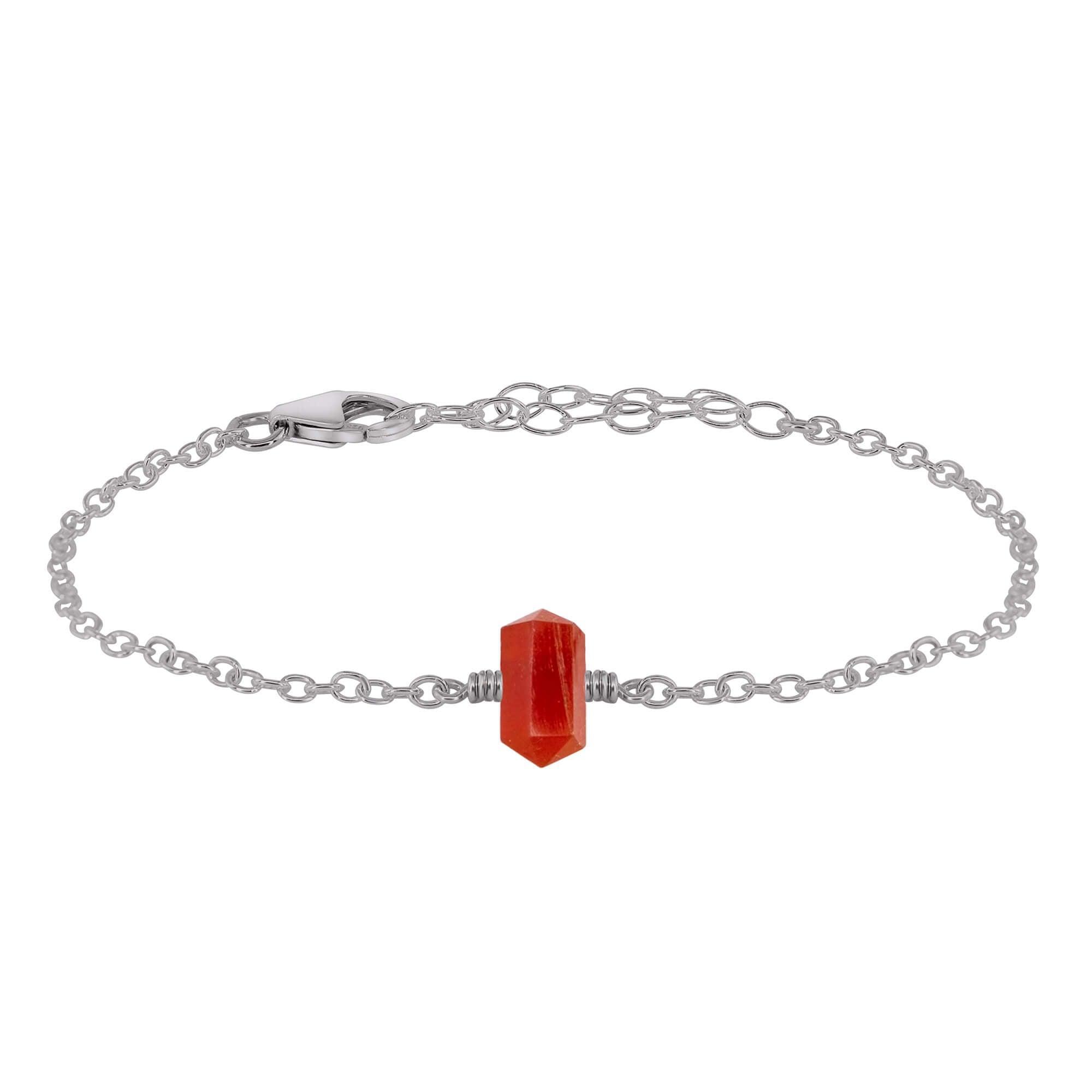 Carnelian Double Terminated Mini Crystal Point Bracelet - Carnelian Double Terminated Mini Crystal Point Bracelet - Stainless Steel - Luna Tide Handmade Crystal Jewellery
