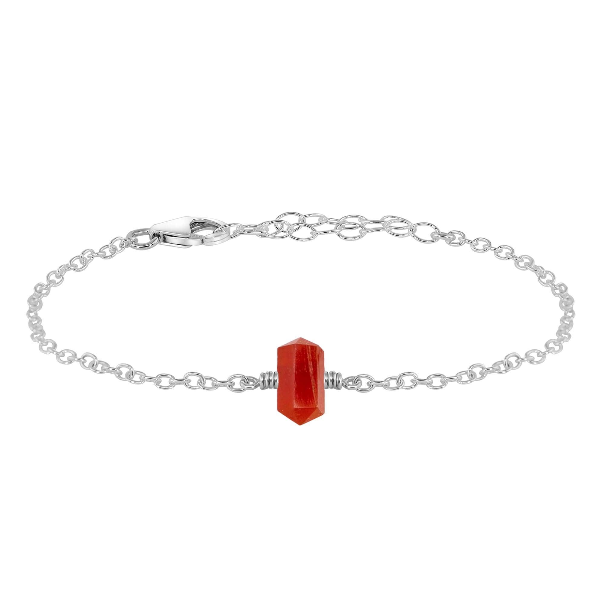 Carnelian Double Terminated Mini Crystal Point Bracelet - Carnelian Double Terminated Mini Crystal Point Bracelet - Sterling Silver - Luna Tide Handmade Crystal Jewellery