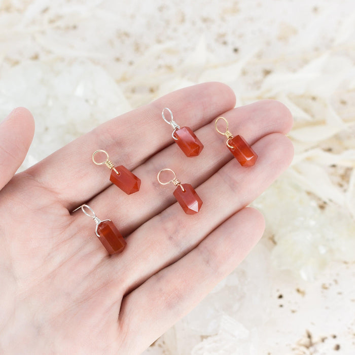 Carnelian Mini Double Terminated Crystal Point Pendant - Carnelian Mini Double Terminated Crystal Point Pendant - 14k Gold Fill - Luna Tide Handmade Crystal Jewellery