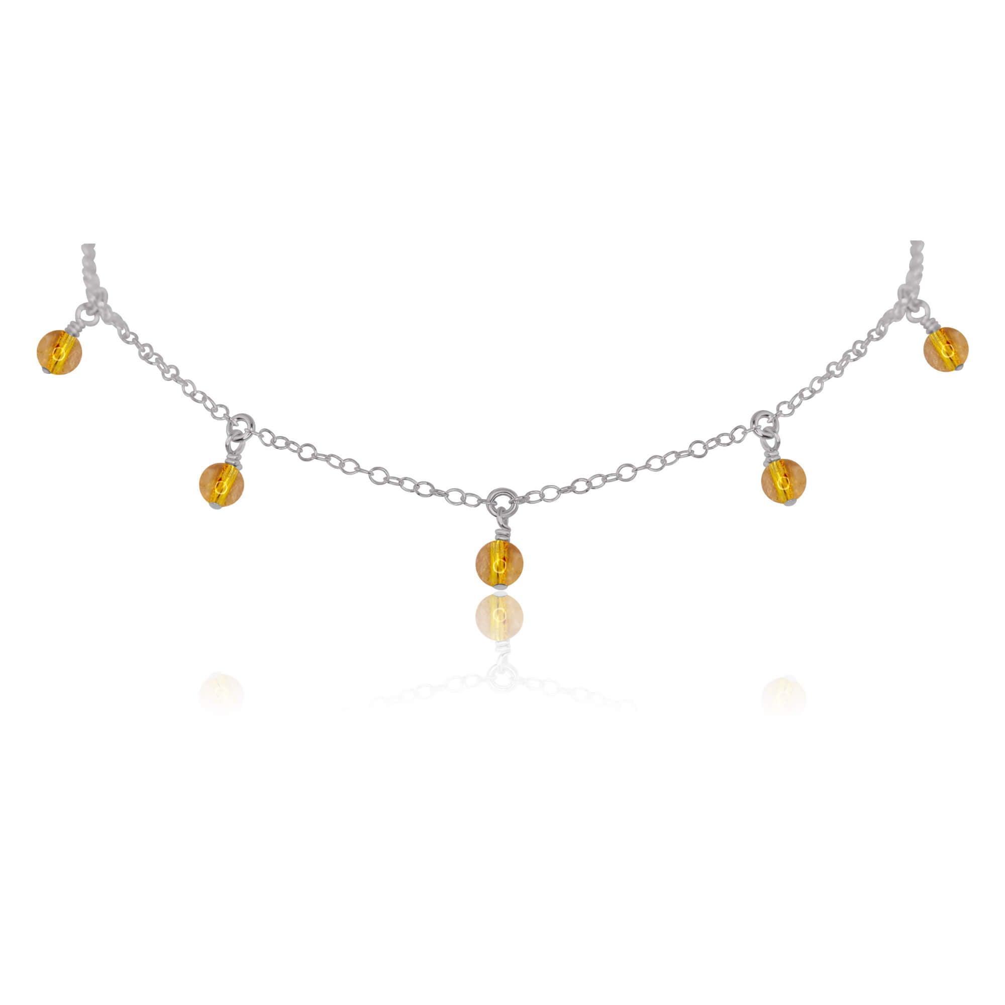 Citrine Bead Drop Choker - Citrine Bead Drop Choker - Stainless Steel - Luna Tide Handmade Crystal Jewellery