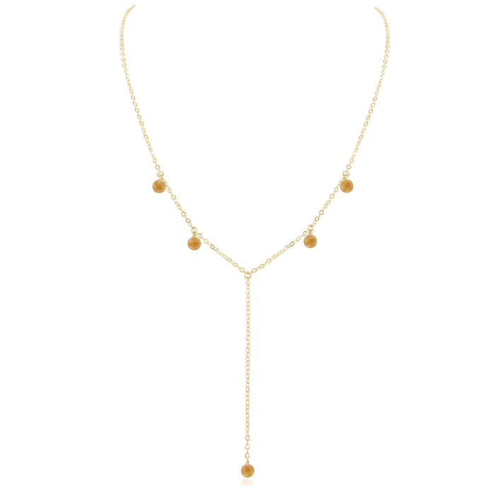Citrine Boho Lariat Necklace - Citrine Boho Lariat Necklace - 14k Gold Fill - Luna Tide Handmade Crystal Jewellery