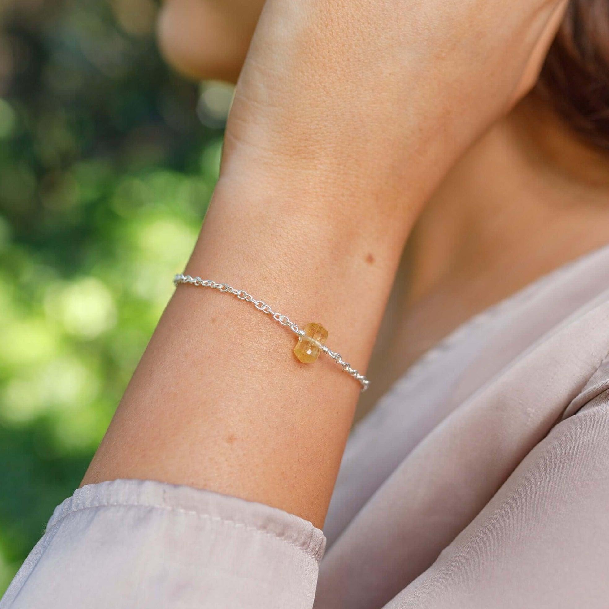 Citrine Double Terminated Mini Crystal Point Bracelet - Citrine Double Terminated Mini Crystal Point Bracelet - 14k Gold Fill - Luna Tide Handmade Crystal Jewellery
