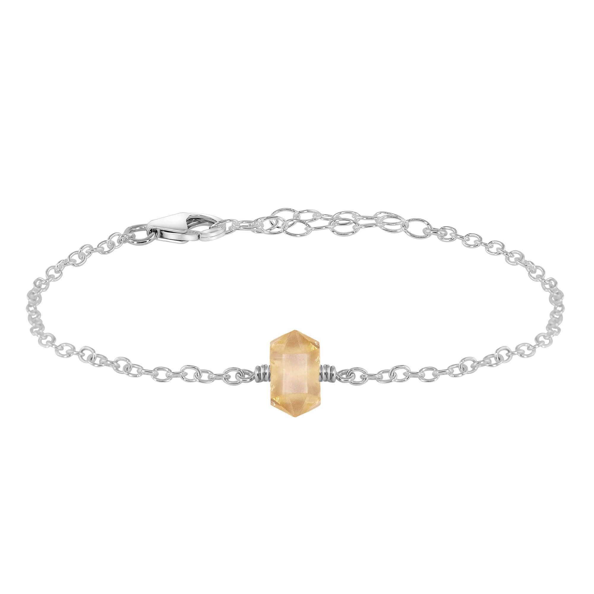 Citrine Double Terminated Mini Crystal Point Bracelet - Citrine Double Terminated Mini Crystal Point Bracelet - Sterling Silver - Luna Tide Handmade Crystal Jewellery