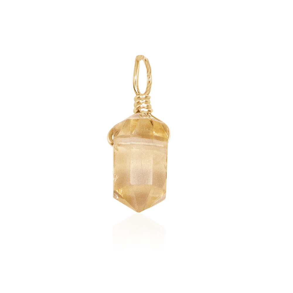 Citrine Mini Double Terminated Crystal Point Pendant - Citrine Mini Double Terminated Crystal Point Pendant - 14k Gold Fill - Luna Tide Handmade Crystal Jewellery