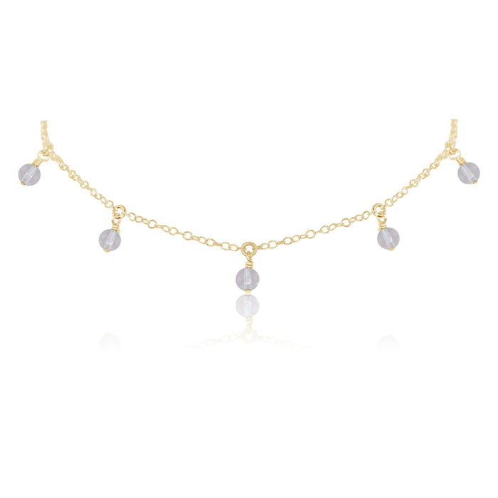 Crystal Quartz Bead Drop Choker - Crystal Quartz Bead Drop Choker - 14k Gold Fill - Luna Tide Handmade Crystal Jewellery
