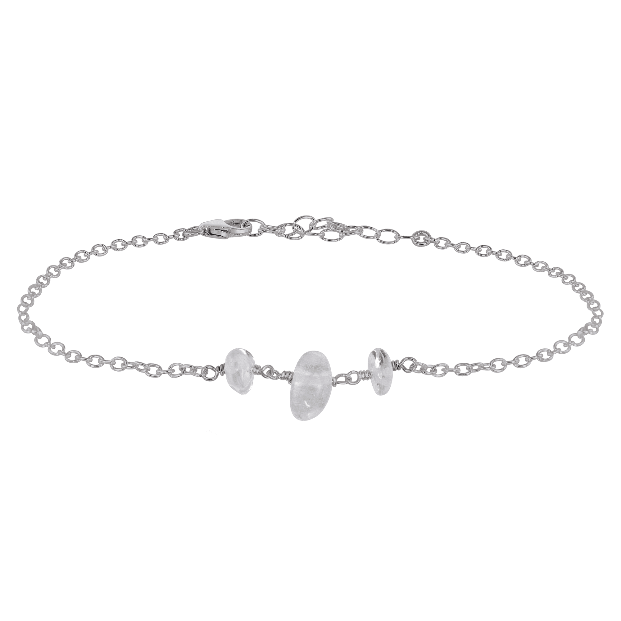 Crystal Quartz Beaded Chain Anklet - Crystal Quartz Beaded Chain Anklet - Stainless Steel - Luna Tide Handmade Crystal Jewellery