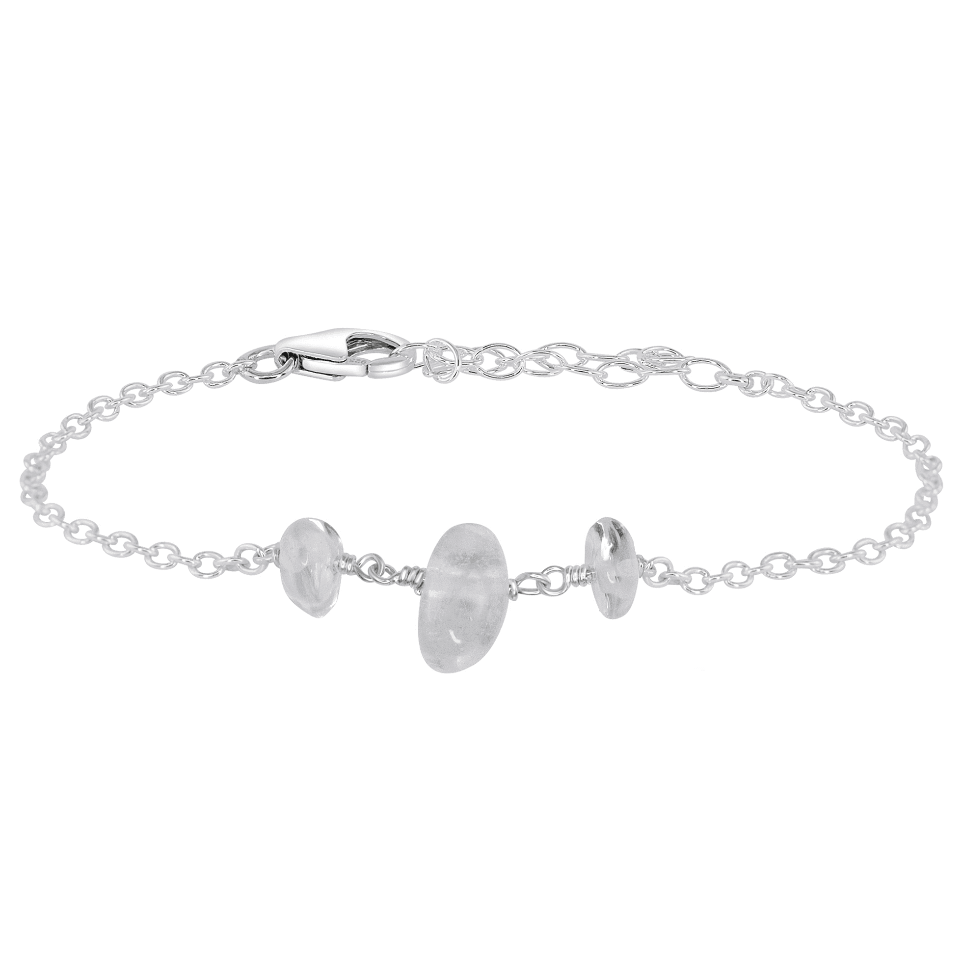 Crystal Quartz Beaded Chain Bracelet - Crystal Quartz Beaded Chain Bracelet - Sterling Silver - Luna Tide Handmade Crystal Jewellery