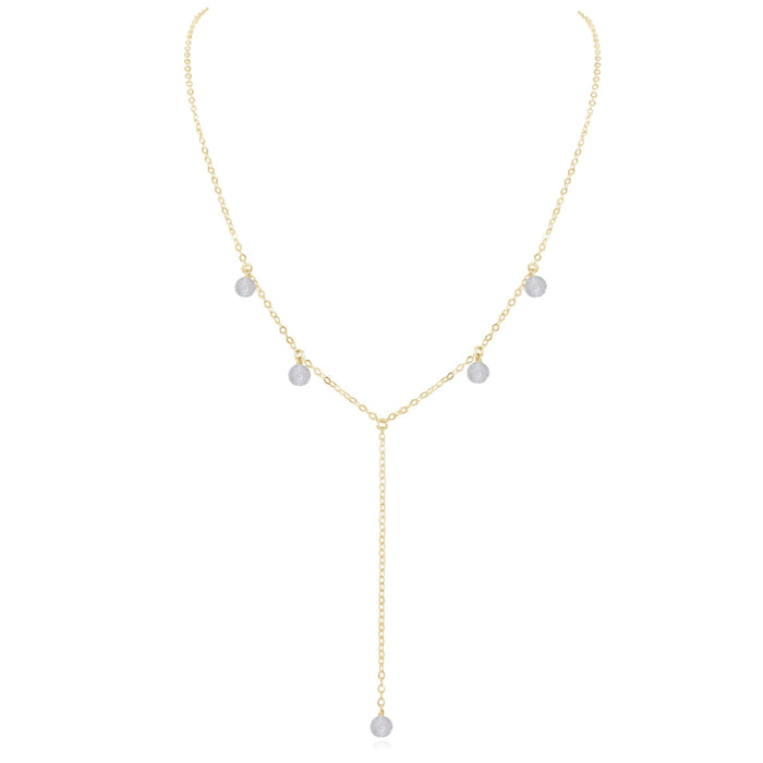 Crystal Quartz Boho Lariat Necklace - Crystal Quartz Boho Lariat Necklace - 14k Gold Fill - Luna Tide Handmade Crystal Jewellery