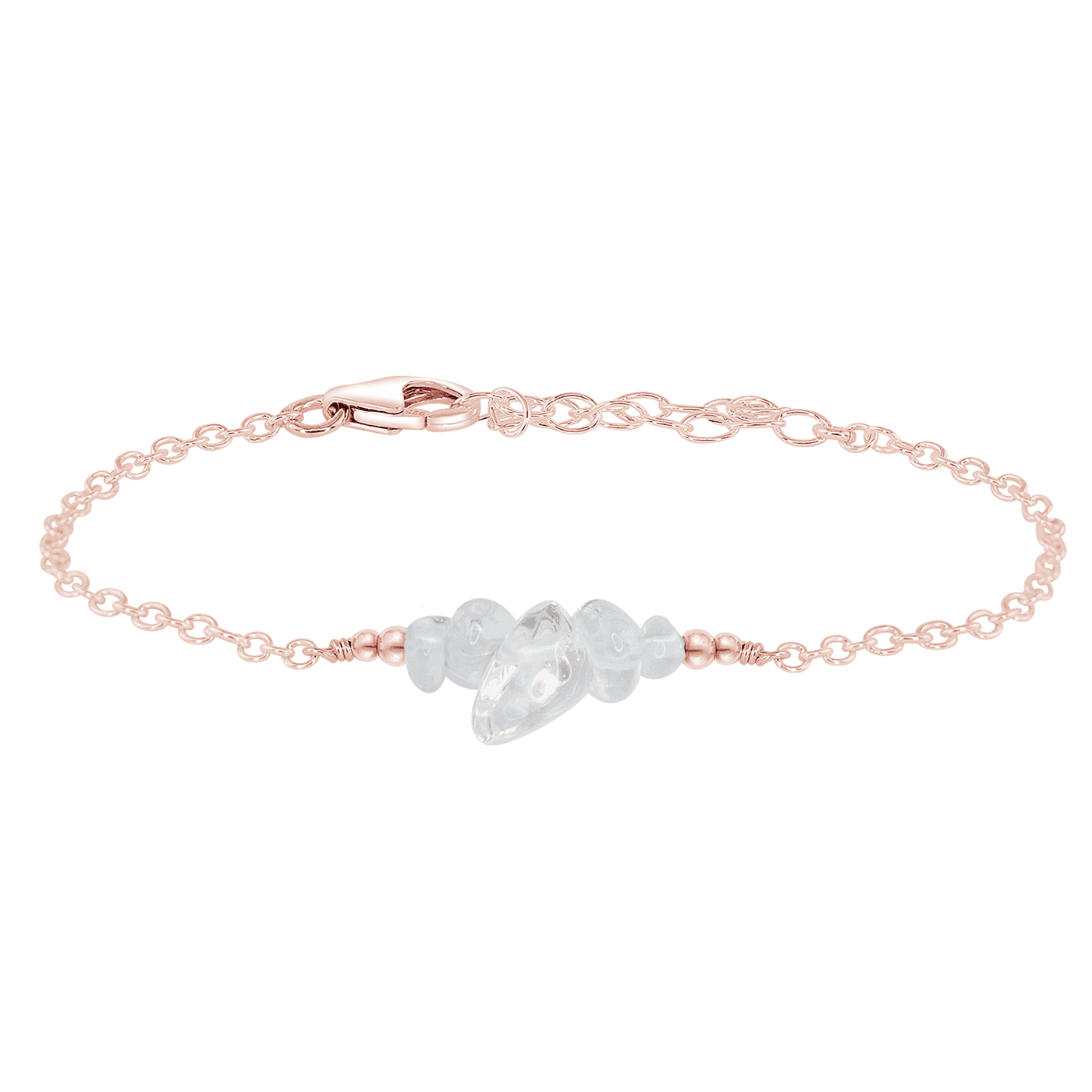 Crystal quartz Chip Bead Bar Bracelet - Crystal quartz Chip Bead Bar Bracelet - 14k Rose Gold Fill - Luna Tide Handmade Crystal Jewellery