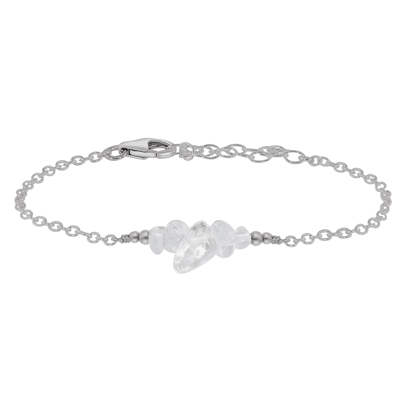 Crystal quartz Chip Bead Bar Bracelet - Crystal quartz Chip Bead Bar Bracelet - Stainless Steel - Luna Tide Handmade Crystal Jewellery