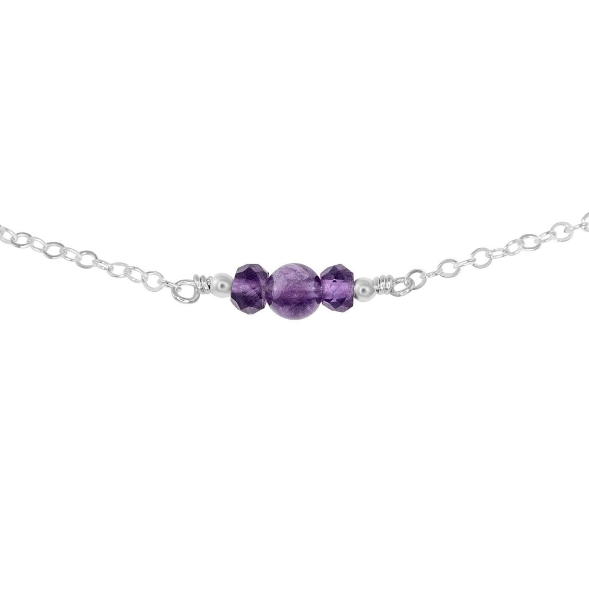 Dainty Amethyst Gemstone Choker Necklace - Dainty Amethyst Gemstone Choker Necklace - Sterling Silver - Luna Tide Handmade Crystal Jewellery