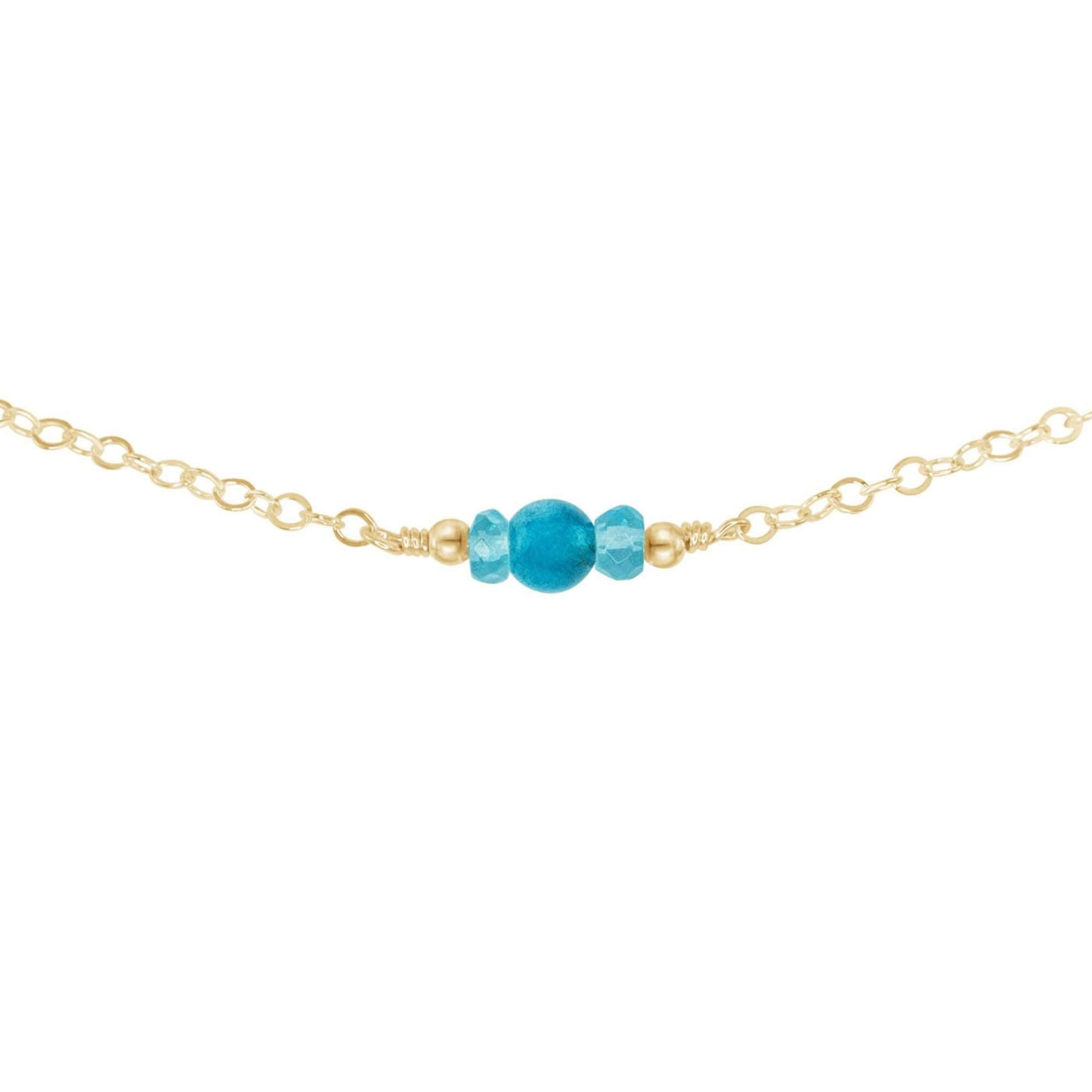 Dainty Apatite Gemstone Choker Necklace - Dainty Apatite Gemstone Choker Necklace - 14k Gold Fill - Luna Tide Handmade Crystal Jewellery