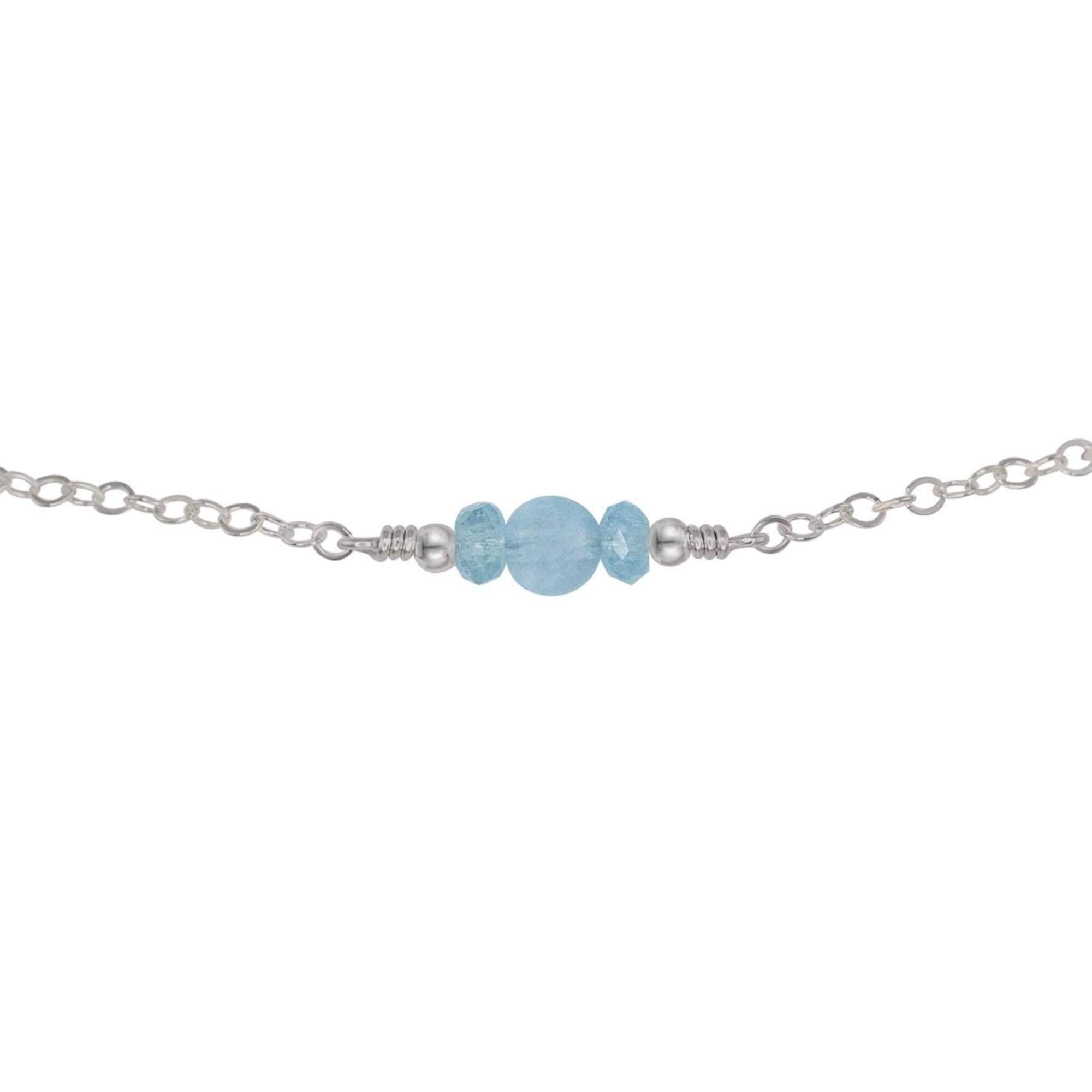 Dainty Aquamarine Gemstone Choker Necklace - Dainty Aquamarine Gemstone Choker Necklace - Stainless Steel - Luna Tide Handmade Crystal Jewellery