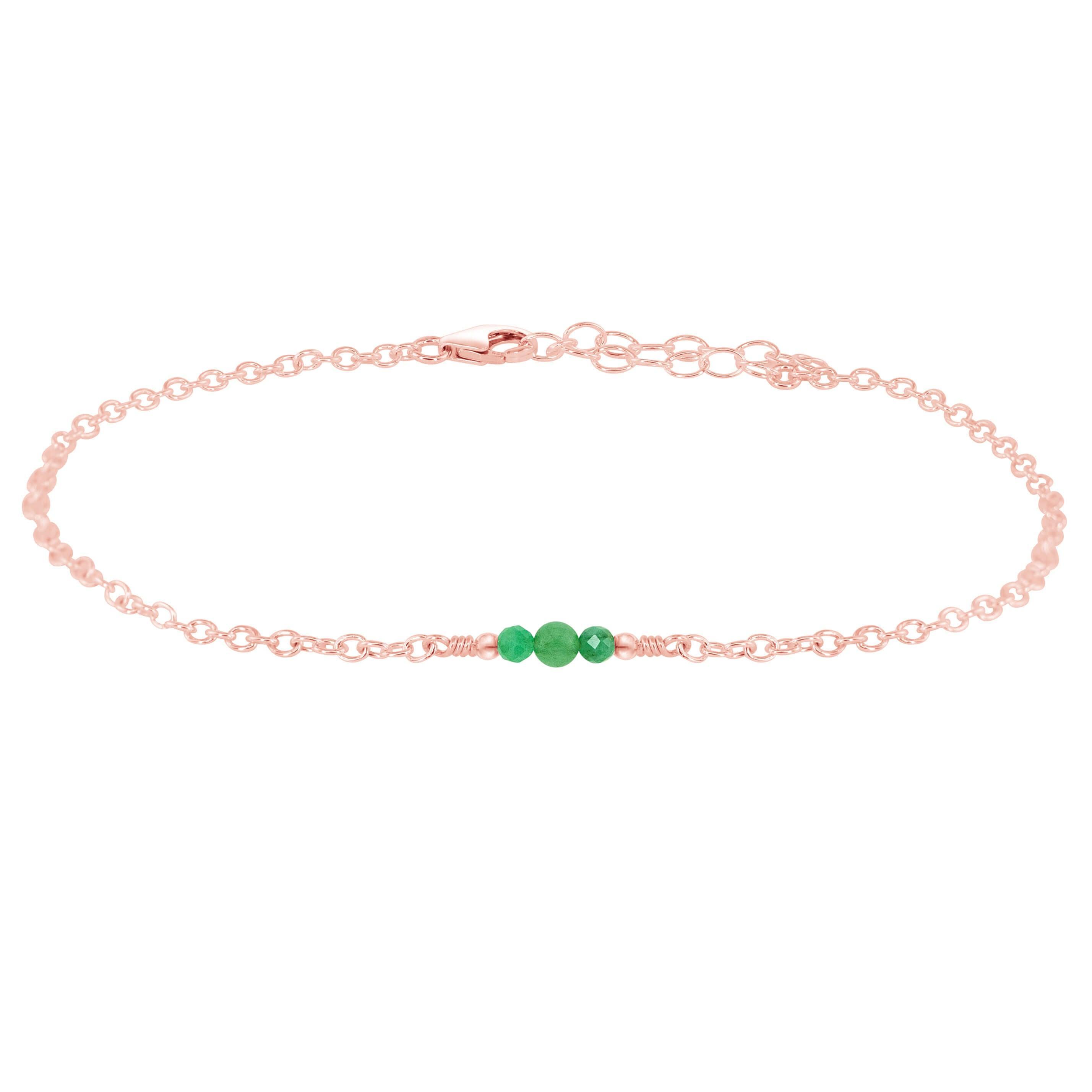 Dainty Aventurine Gemstone Anklet - Dainty Aventurine Gemstone Anklet - Sterling Silver - Luna Tide Handmade Crystal Jewellery