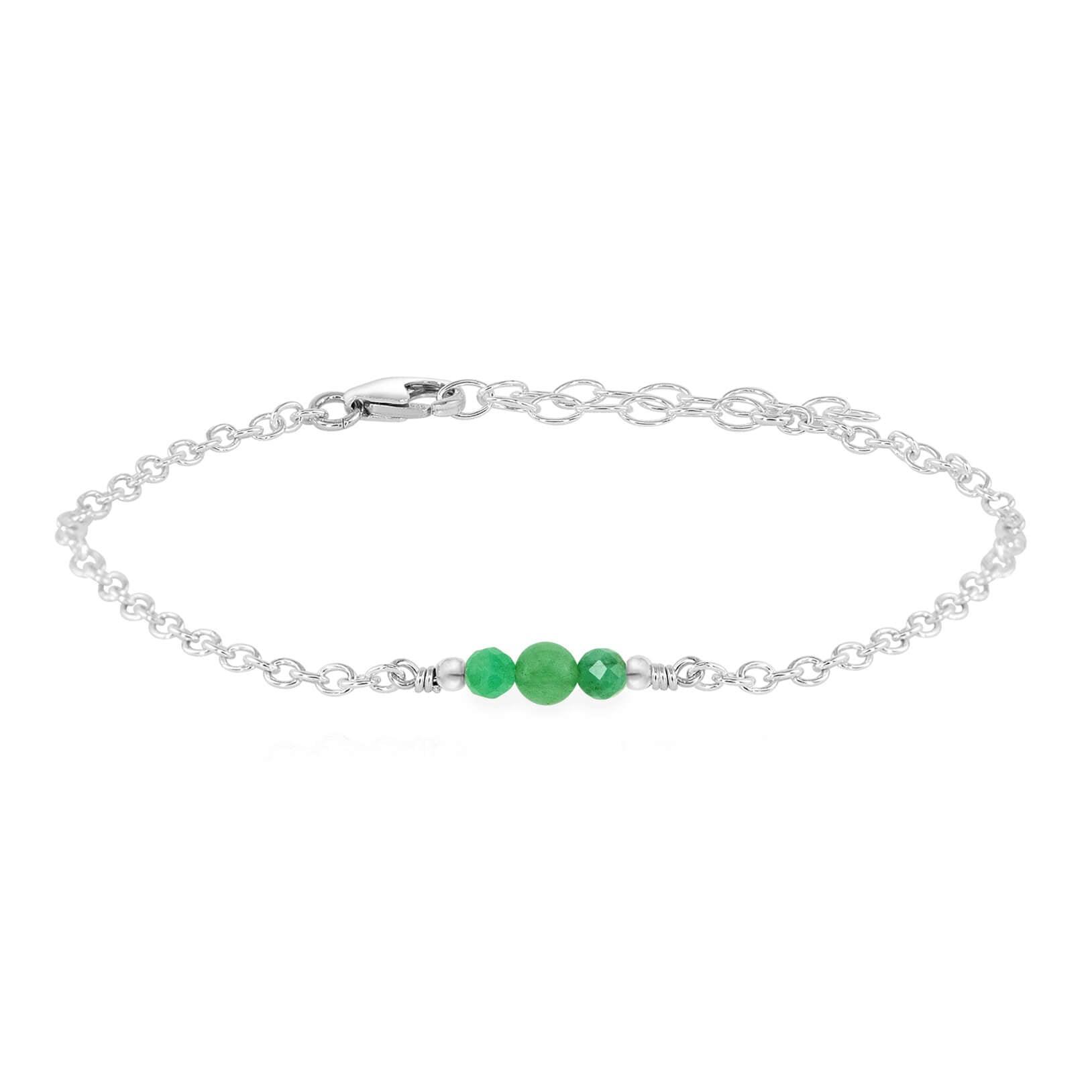 Dainty Aventurine Gemstone Bracelet - Dainty Aventurine Gemstone Bracelet - Sterling Silver - Luna Tide Handmade Crystal Jewellery