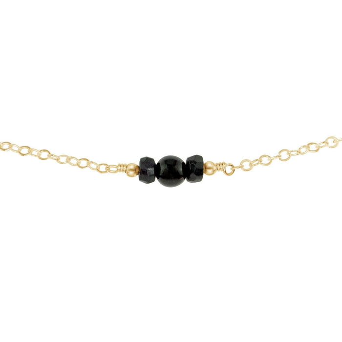 Dainty Black Tourmaline Gemstone Choker Necklace - Dainty Black Tourmaline Gemstone Choker Necklace - 14k Gold Fill - Luna Tide Handmade Crystal Jewellery