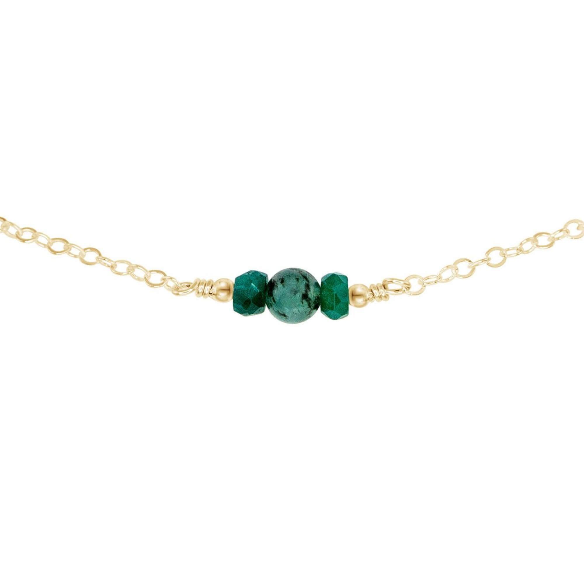 Dainty Emerald Gemstone Choker Necklace - Dainty Emerald Gemstone Choker Necklace - 14k Gold Fill - Luna Tide Handmade Crystal Jewellery