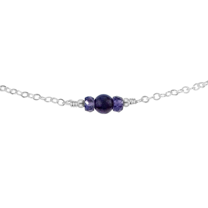Dainty Iolite Gemstone Choker Necklace - Dainty Iolite Gemstone Choker Necklace - Sterling Silver - Luna Tide Handmade Crystal Jewellery