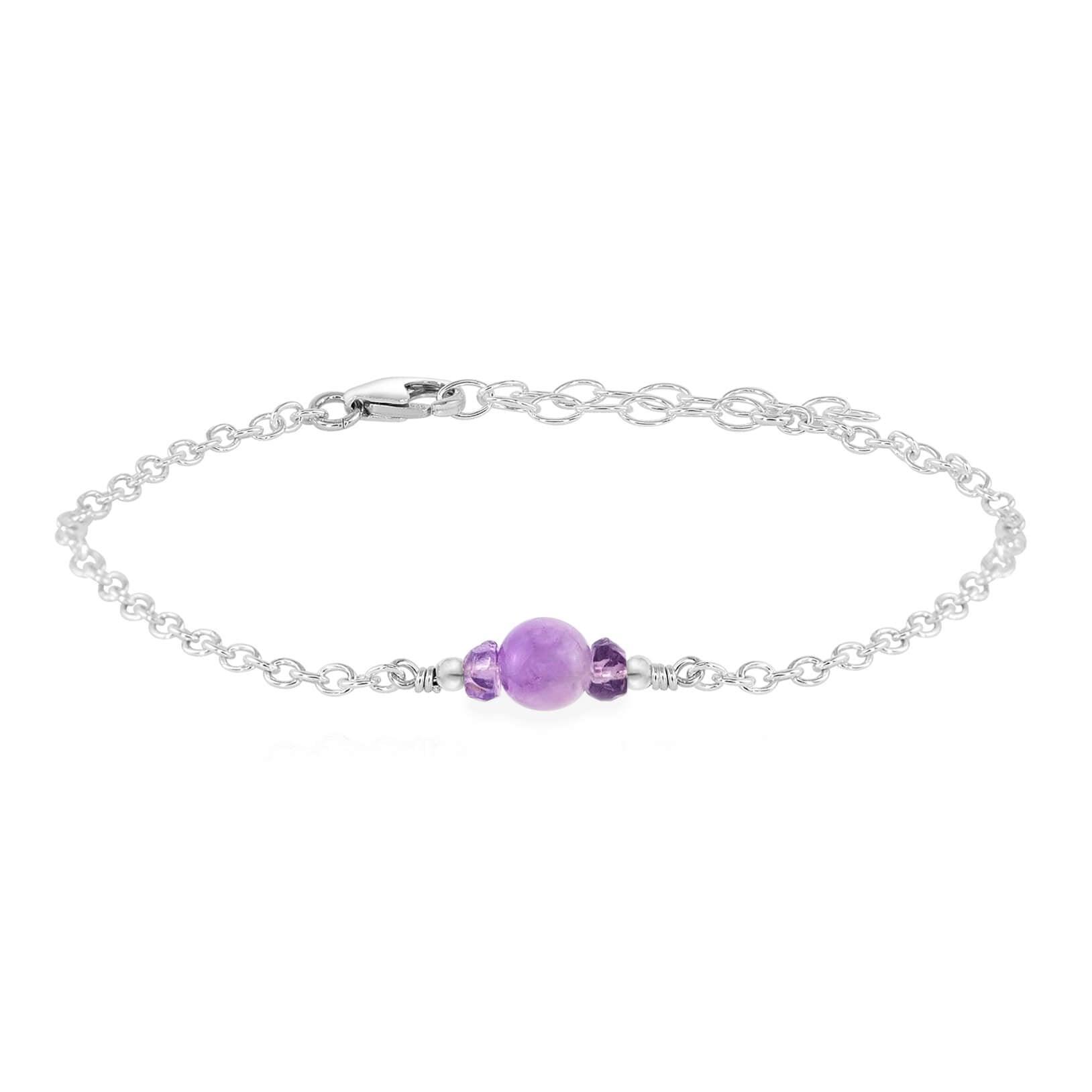 Dainty Lavender Amethyst Gemstone Bracelet - Dainty Lavender Amethyst Gemstone Bracelet - Sterling Silver - Luna Tide Handmade Crystal Jewellery